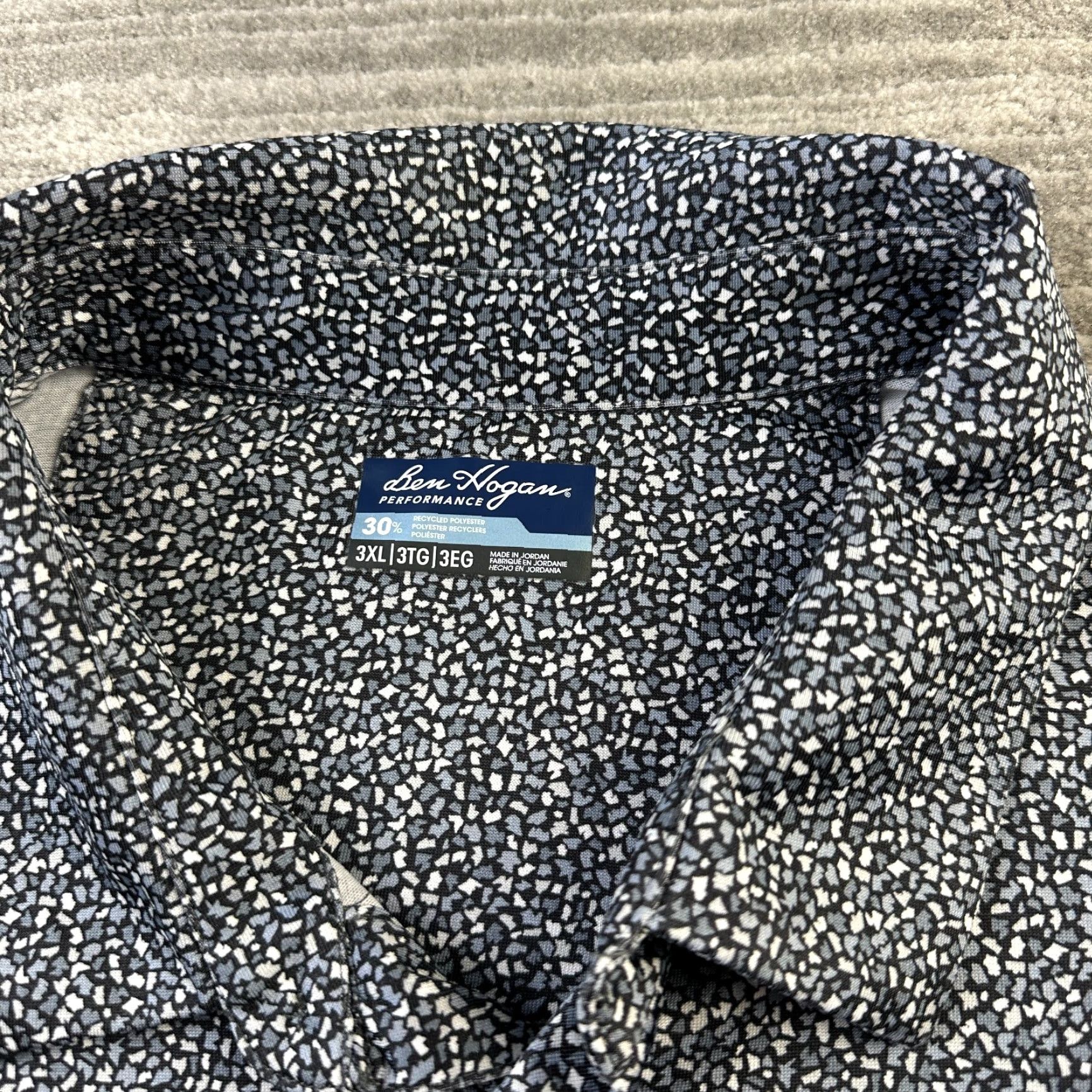 Hogan Ben Hogan Polo Shirt Mens 3XL Gray All Over Print Golf Performance Shirt Short Sleeve Collared Button Polo Geometric Logo Waist Size US XXL / EU 58 / 5 - 6 Thumbnail