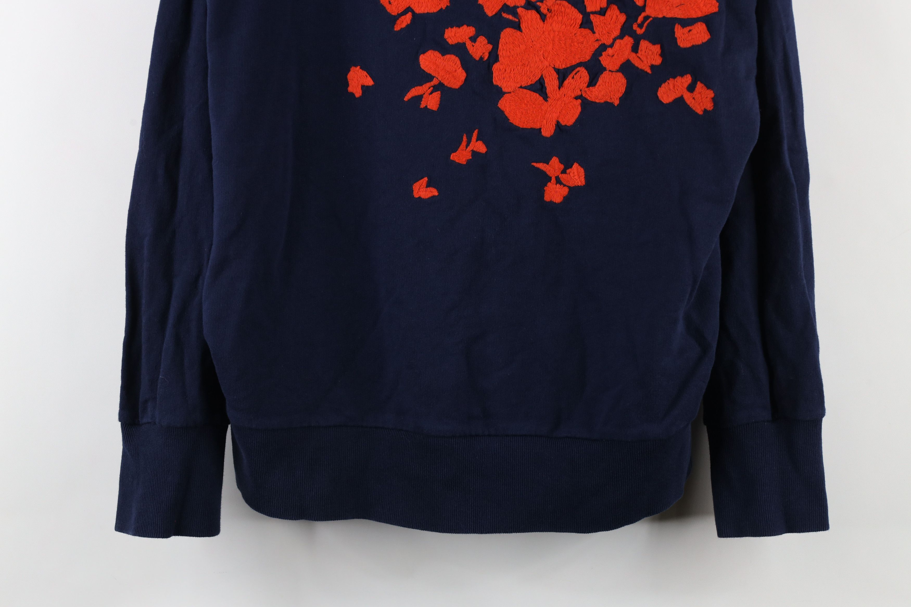 J.Crew × Vintage J Crew Floral Flower Crewneck Sweatshirt Navy Blue Size M / US 6-8 / IT 42-44 - 3 Thumbnail