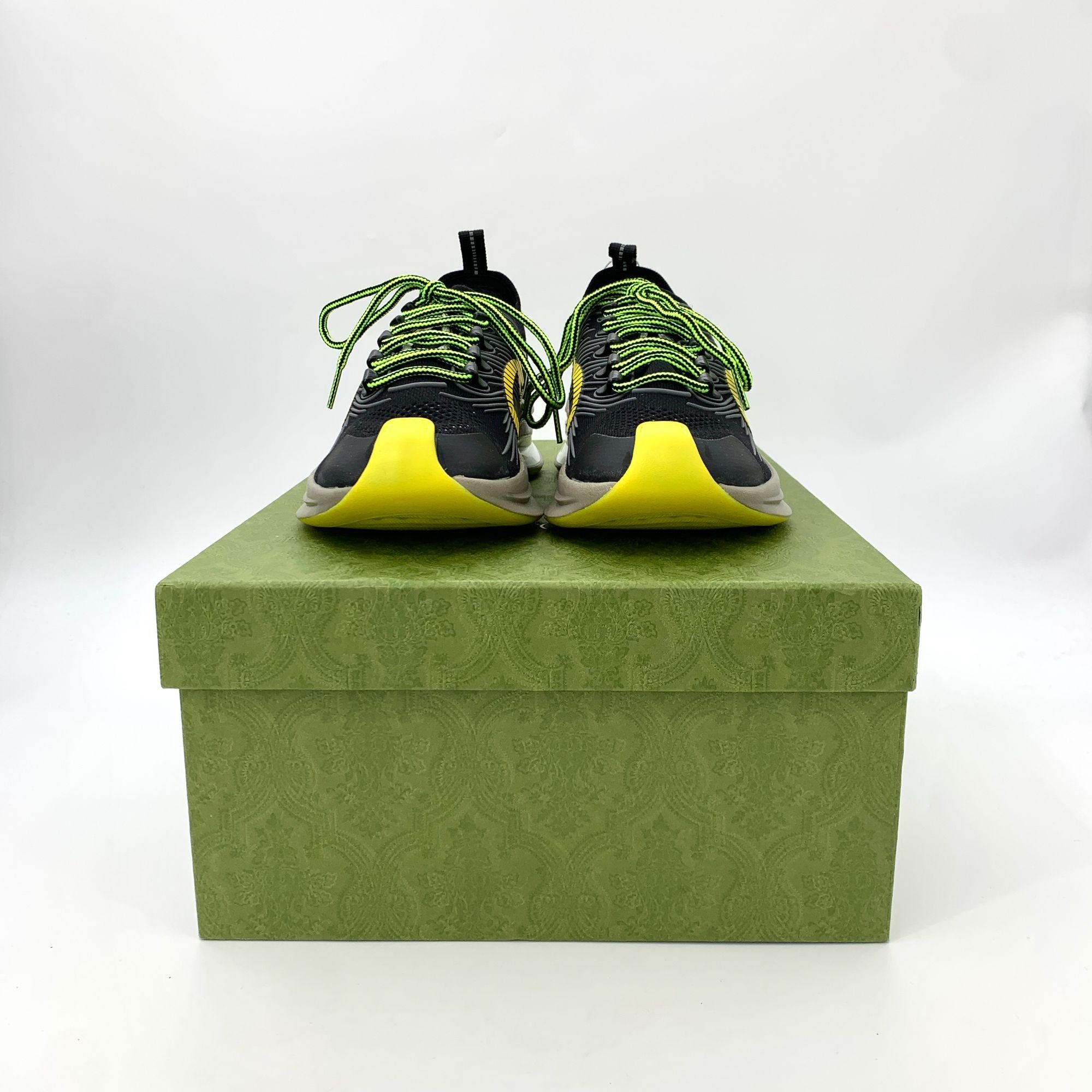 Gucci Gucci Run Black & Yellow Sneakers With Neon Green Laces Size US 9.5 / EU 42-43 - 7 Thumbnail