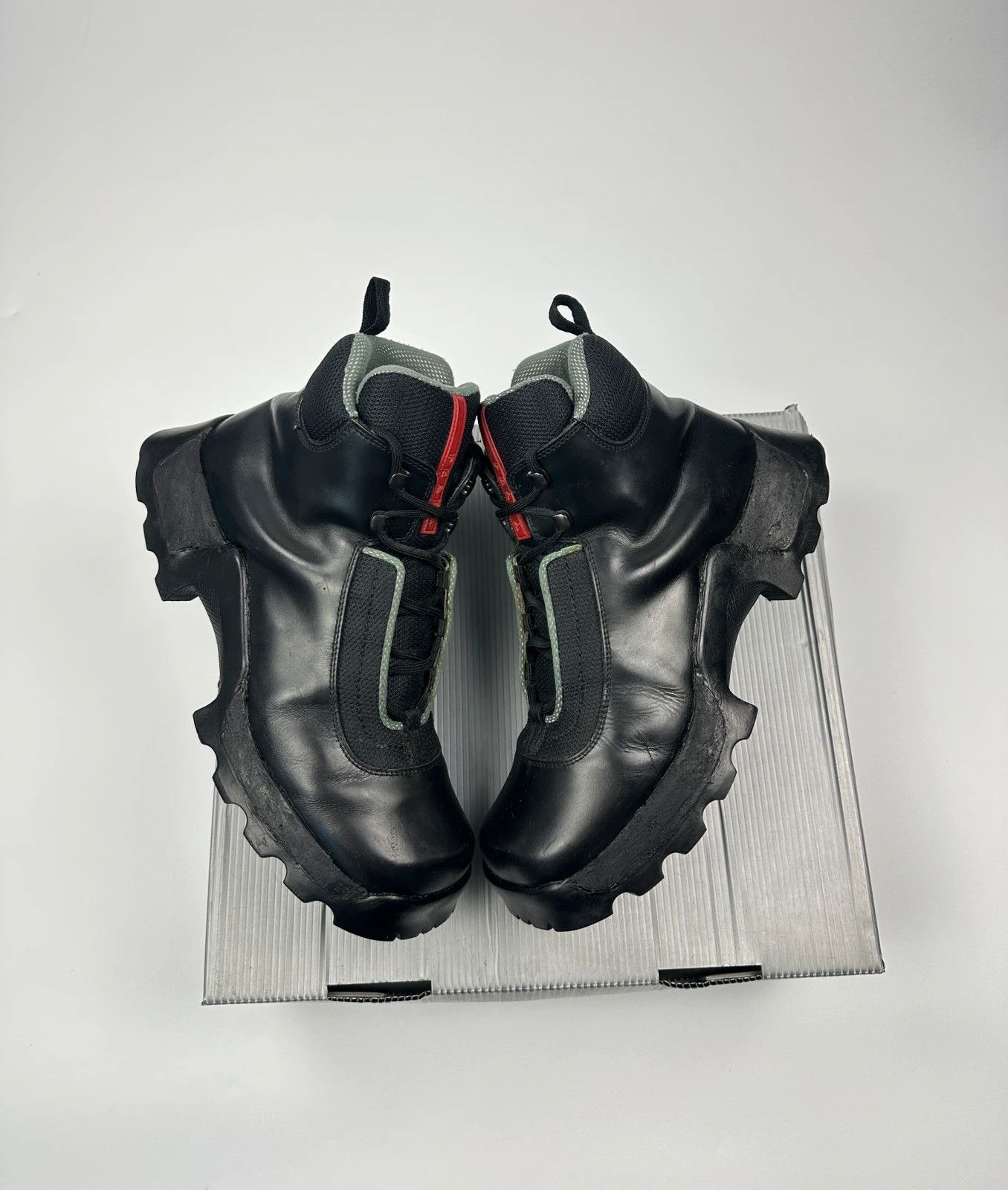 Prada Prada Sport FW99 Astro Boots Black Leather Chunky Vibram