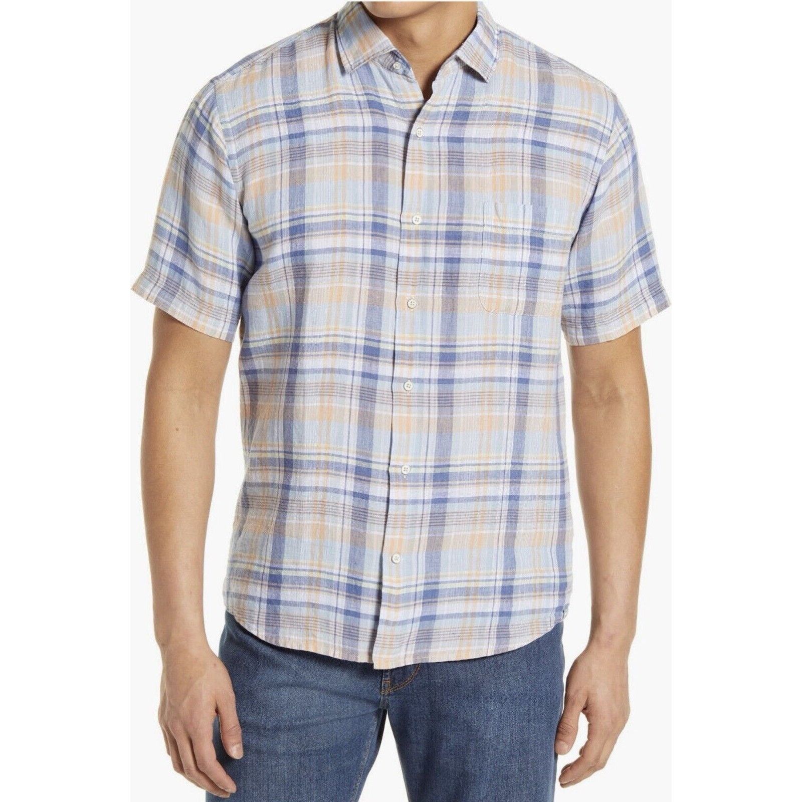 Peter Millar Peter Millar Shirt Short Sleeve Button Up Plaid Linen M Size US M / EU 48-50 / 2 - 3 Thumbnail