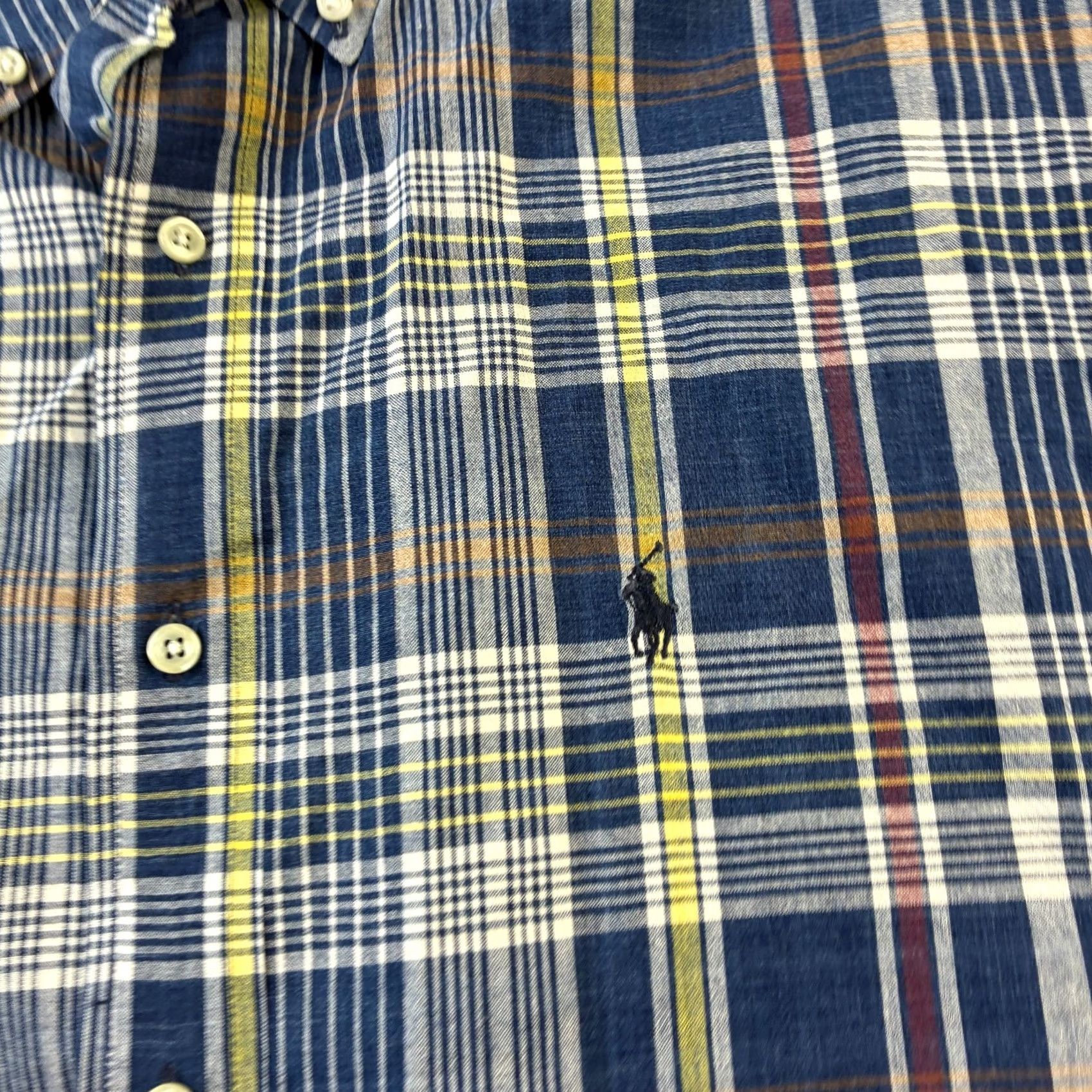 Ralph Lauren VINTAGE Ralph Lauren Shirt XL Blue Plaid Button-Up Polo Pony Mens Short Sleeve Casual Travel Size US XL / EU 56 / 4 - 4 Thumbnail
