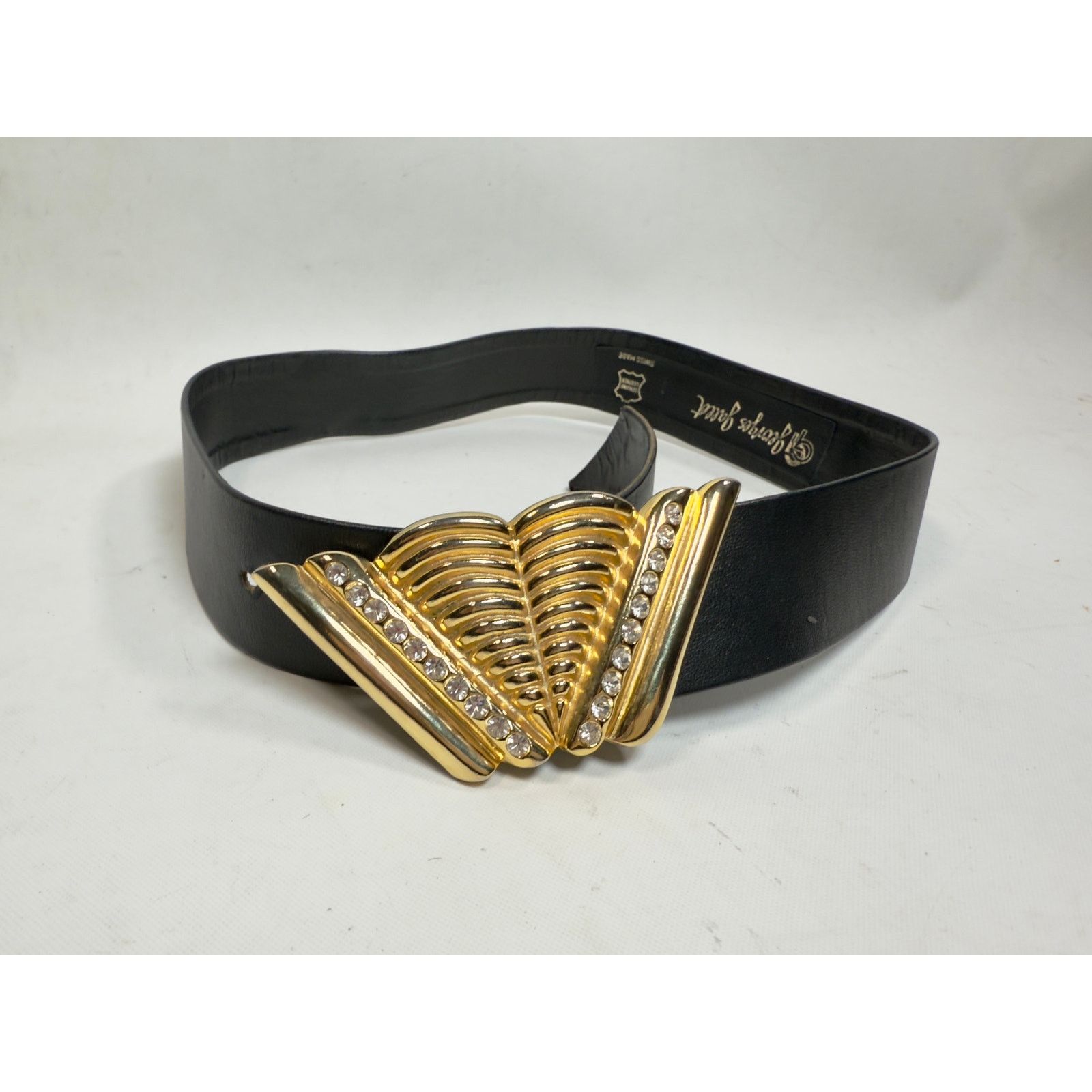 Designer Vintage Georges Gallet Gold/Rhinestone Art Deco Belt size S Size ONE SIZE - 3 Thumbnail
