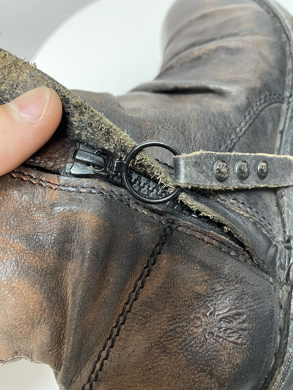 If Six Was Nine Vintage Italian AS 98 Rick Owens Style Leather Biker Boots Size US 5.5 / EU 38 - 10 Thumbnail