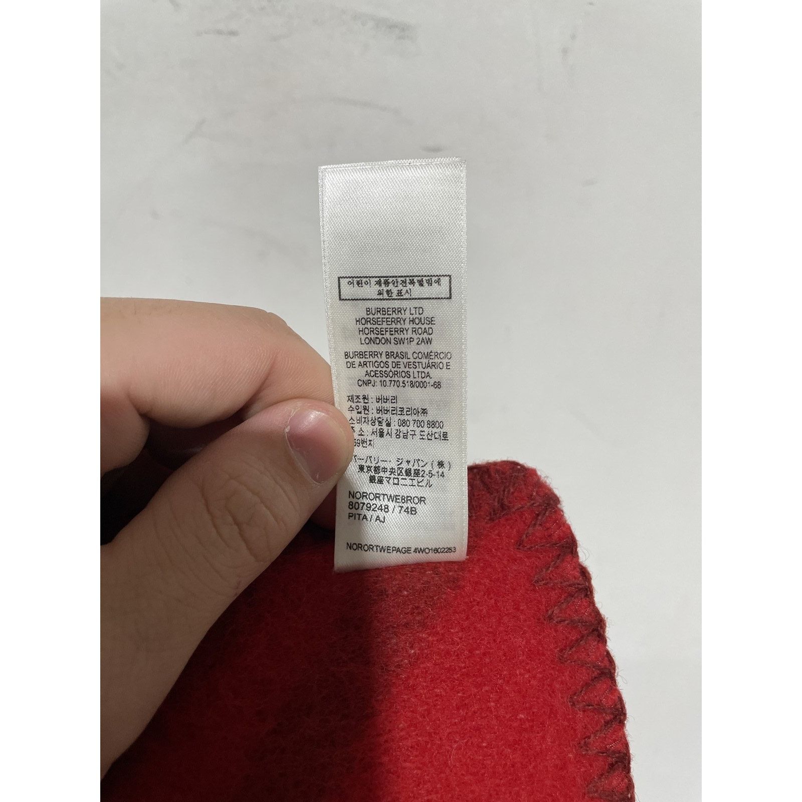 Burberry BURBERRY RED TRI BAR CHECK WOOL SCARF PREOWNED Size ONE SIZE - 3 Thumbnail
