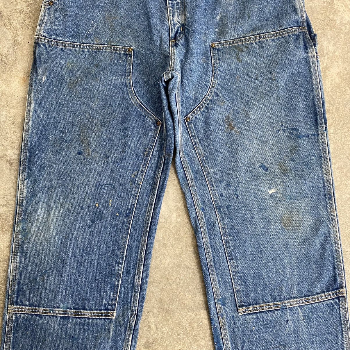 Carhartt VTG Carhartt Double Knee Faded Blue Dirty Carpenter Denim Size US 38 / EU 54 - 7 Thumbnail
