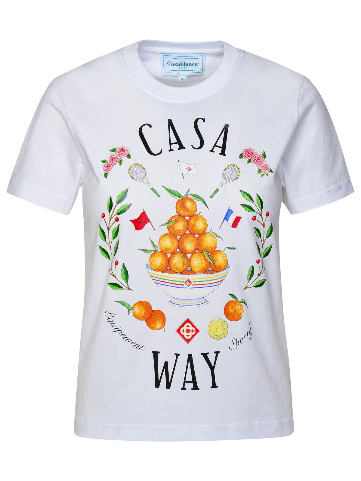 image of Casablanca 'casa Way' White Organic Cotton T-Shirt, Women's (Size XS)