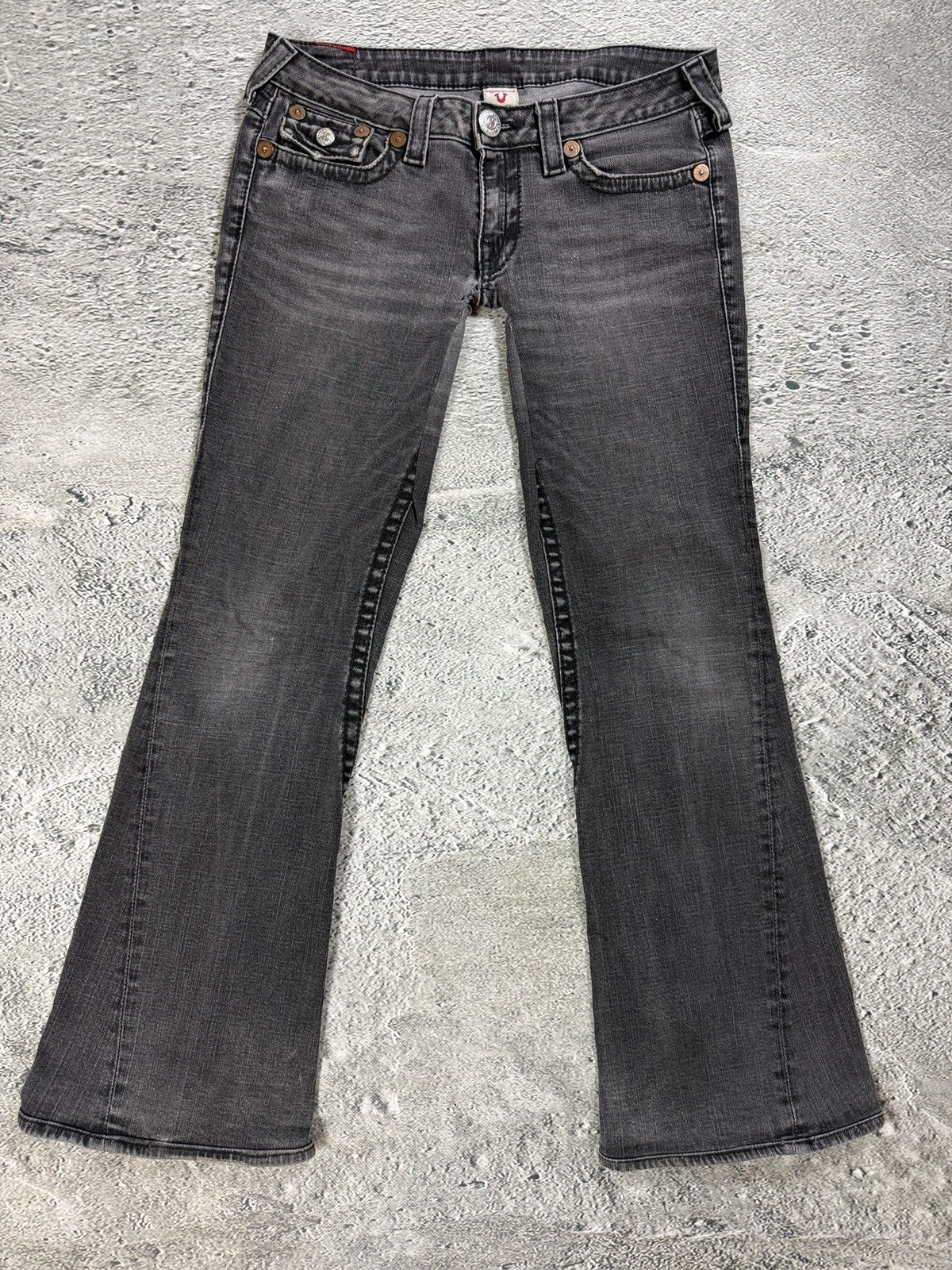 True Religion True Religion jeans grey black thick stitching flared Joey Size US 32 / EU 48 - 9 Thumbnail