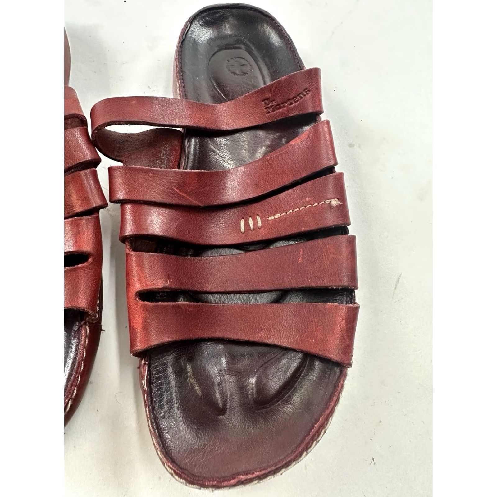 Dr. Martens VINTAGE Dr. Martens Sandals Womens Red Leather Open Toe Mules Slip On Strappy Cushioned AirWair 90s Womens Size US 5 / IT 35 - 5 Thumbnail
