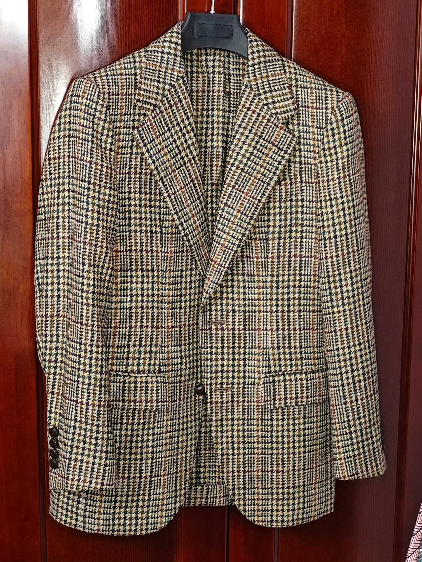 Caruso Caruso Brown Houndstooth Wool Blazer Size US S / EU 44-46 / 1 - 1 Thumbnail