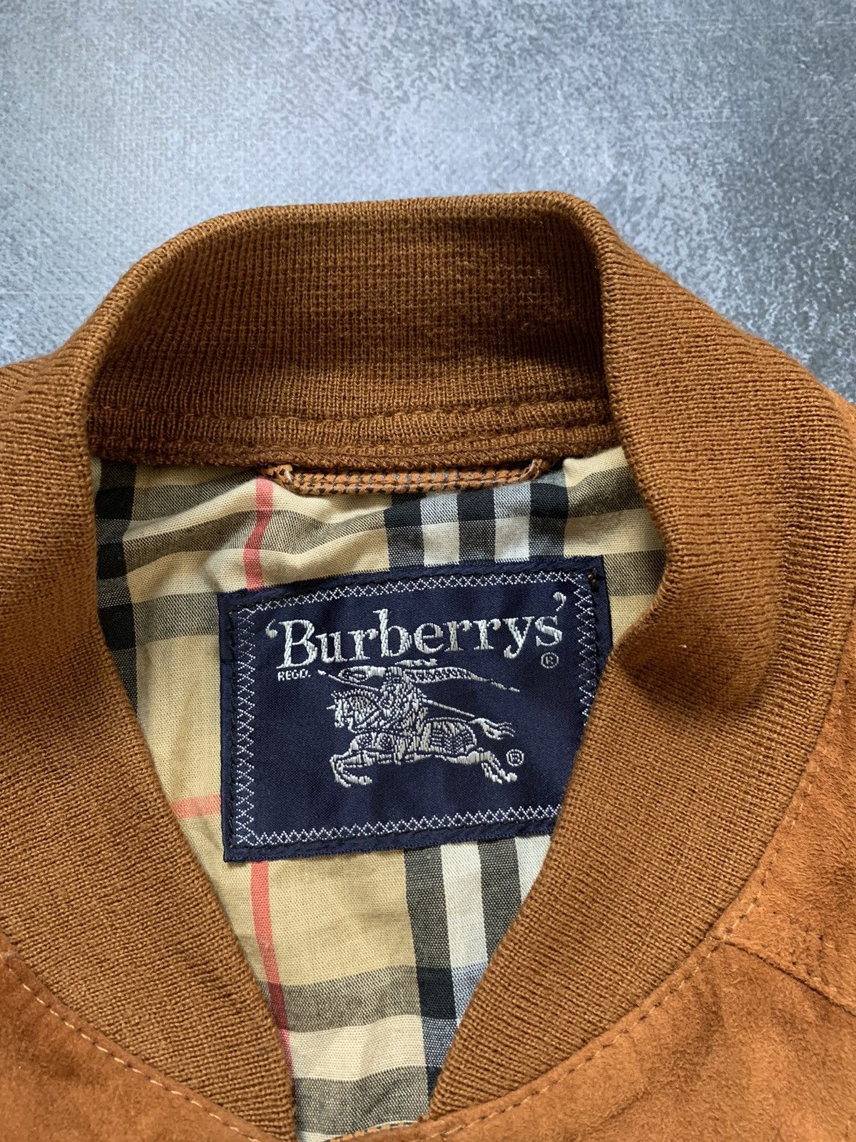 Burberry × Vintage Vintage burberrys suede leather check brown bomber jacket Size US L / EU 52-54 / 3 - 9 Thumbnail