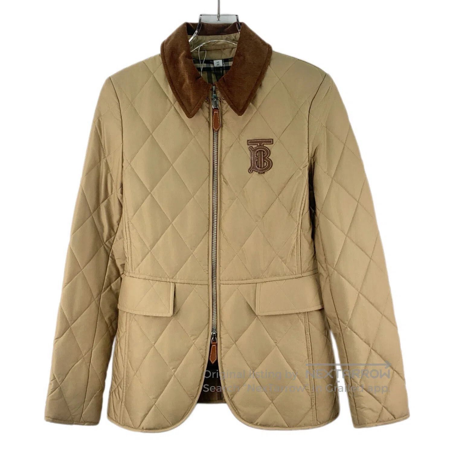 Burberry Burberry Light Brown TB Logo Diamond Quilted Hooded Zipper Size US XS / EU 42 / 0 - 1 Thumbnail