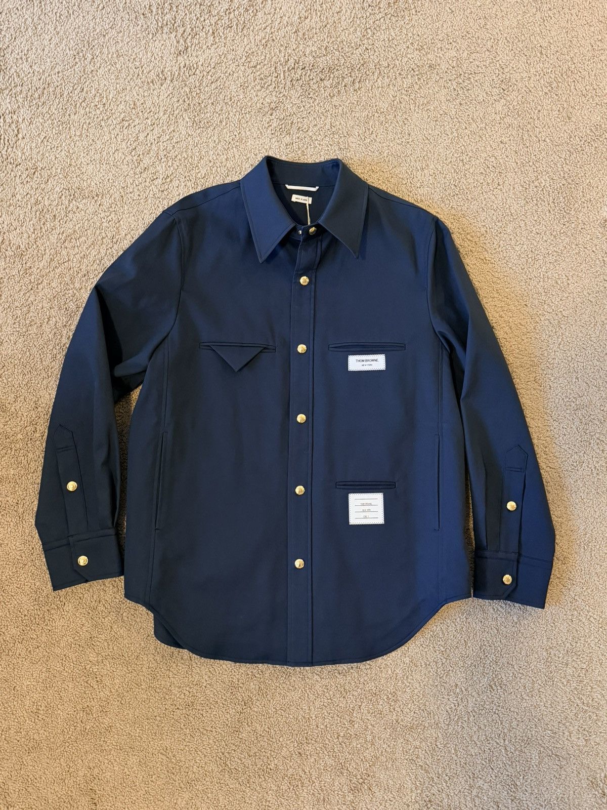 Thom Browne [NWT] Thom Browne Inside-Out Mackintosh Shirt Jacket - Navy Size US M / EU 48-50 / 2 - 1 Thumbnail