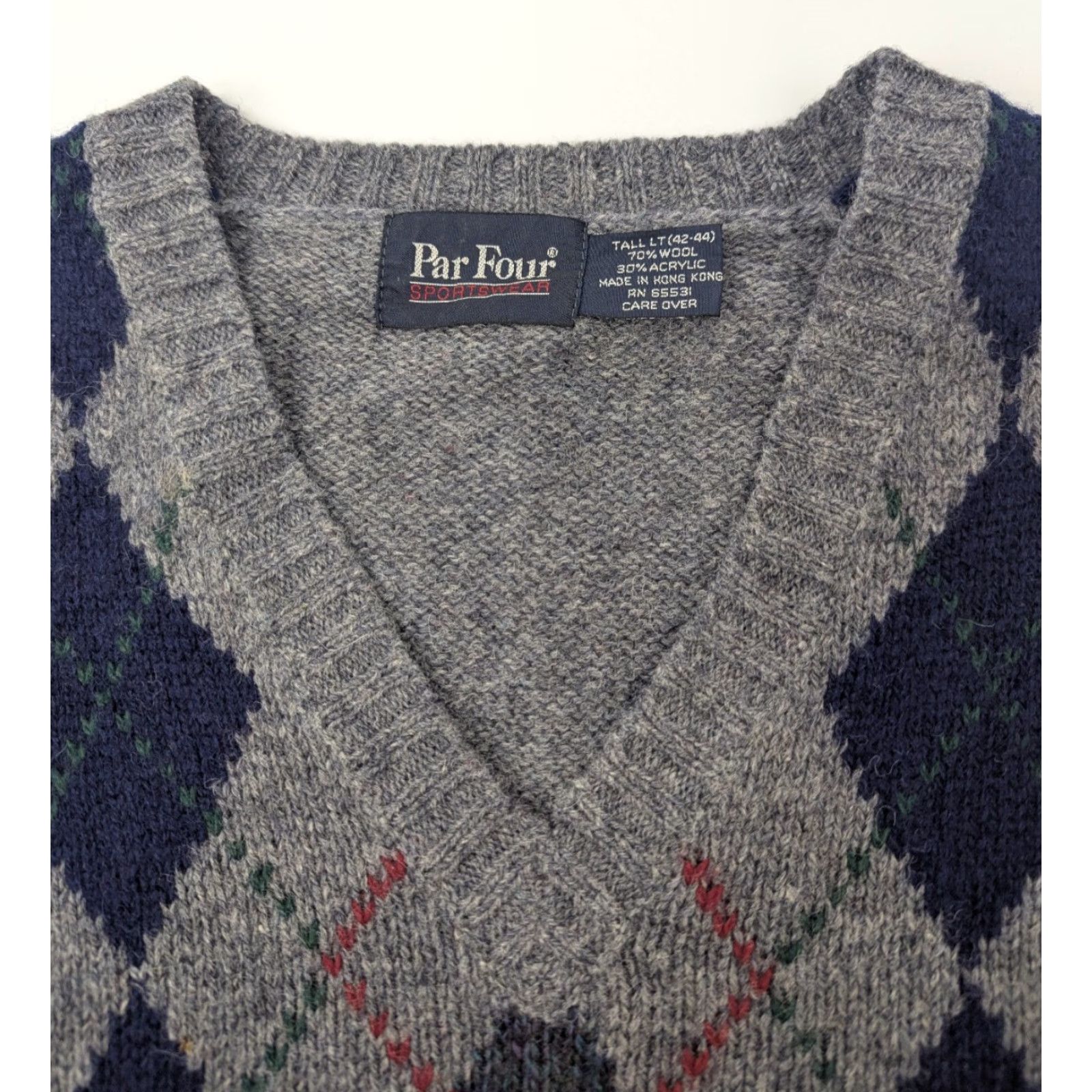 Vintage VINTAGE Par Four Sweater Vest Mens LT Gray Navy Argyle Wool Blend Golf Knit 90s Size US L / EU 52-54 / 3 - 6 Thumbnail