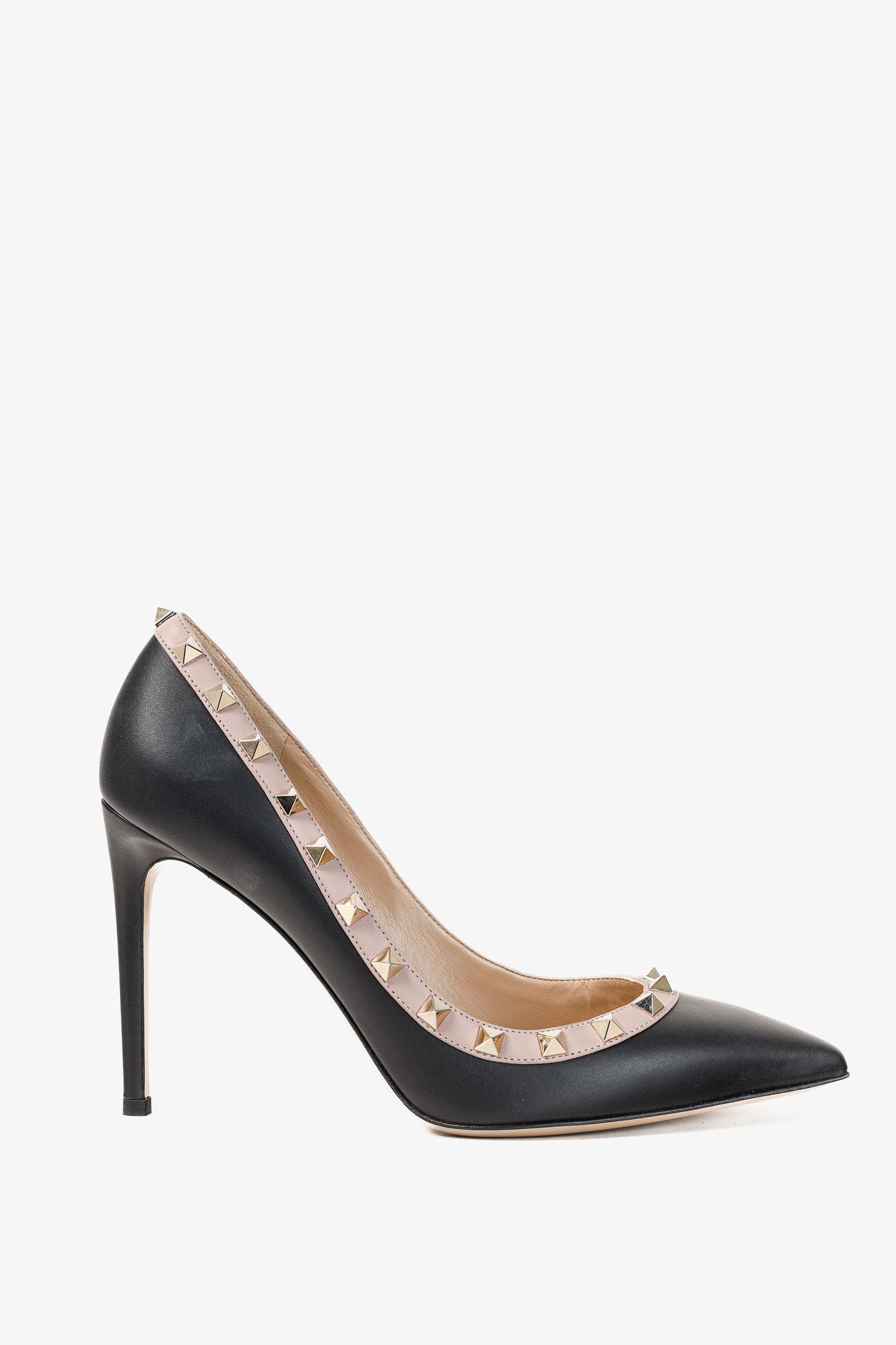 Valentino Valentino Garavani Rockstud 100mm Black Poudre Pink Pumps Size US 8 / IT 38 - 1 Thumbnail