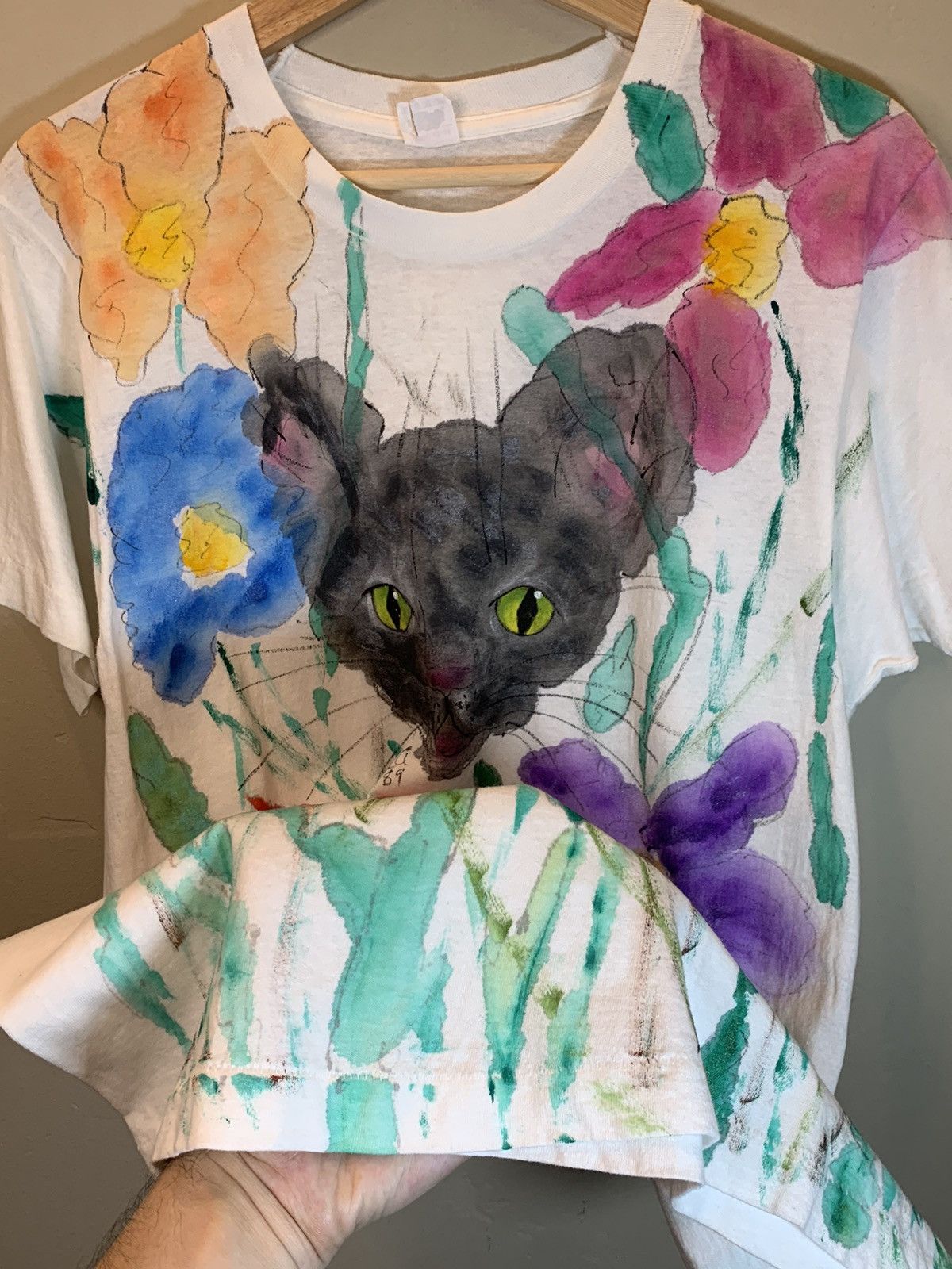 Vintage *RARE* Vintage 80’s Kitty Cat Garden 1/1 Single Stitch Shirt Size US L / EU 52-54 / 3 - 3 Thumbnail