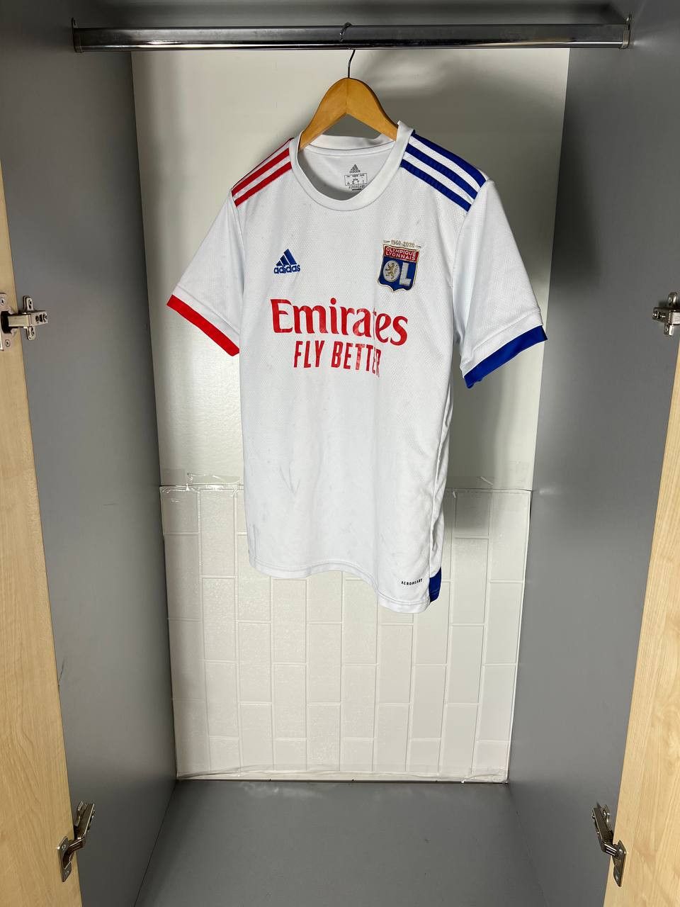 Vintage VERY RARE ADIDAS FC OLYMPIQUE LYON FRANCE SOCCER JERSEY Y2K Size US L / EU 52-54 / 3 - 3 Thumbnail