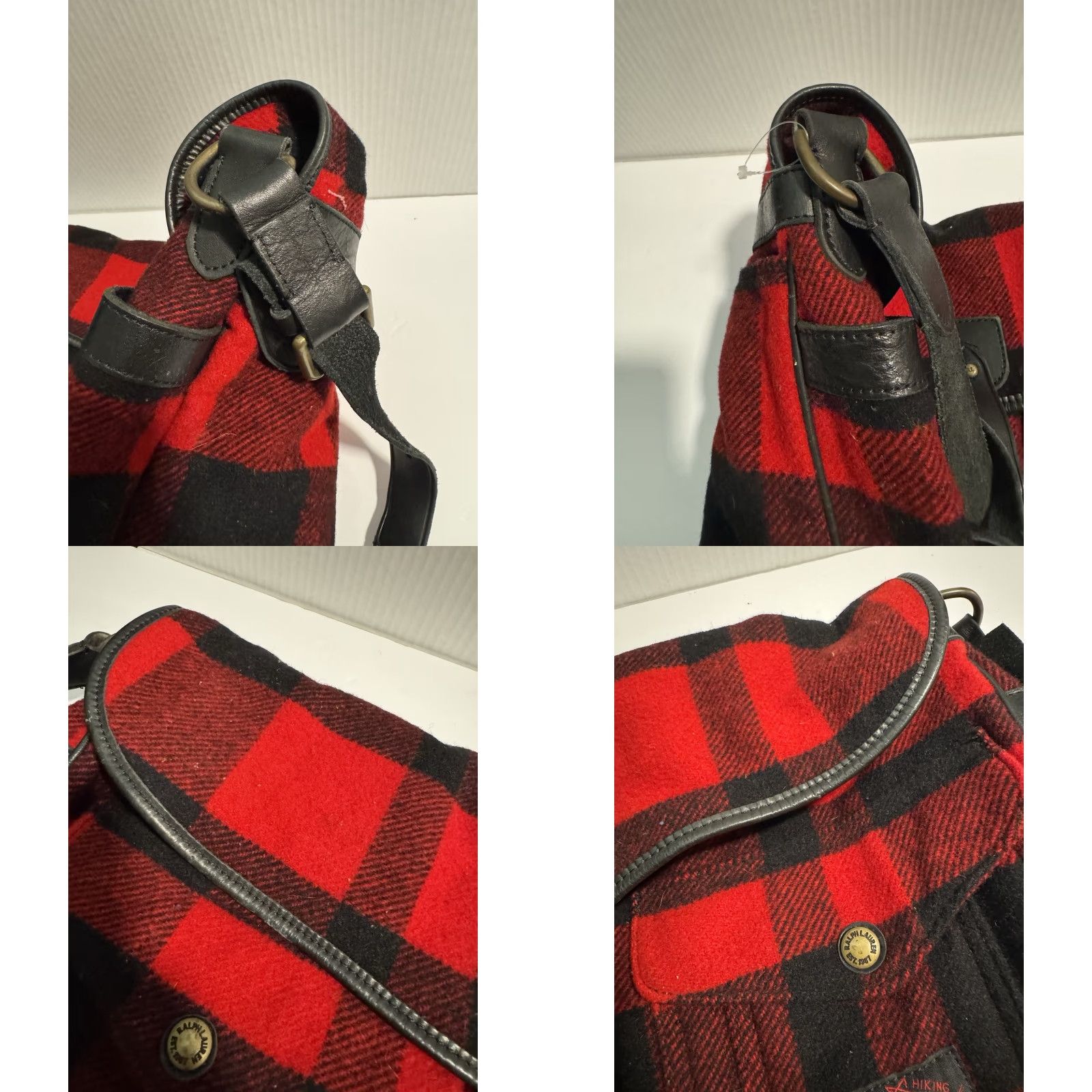 Polo Ralph Lauren VINTAGE Polo Ralph Lauren 100% Wool Buffalo Plaid Shoulder Bag RLPC 13x21 Mens Womens Size ONE SIZE - 10 Thumbnail