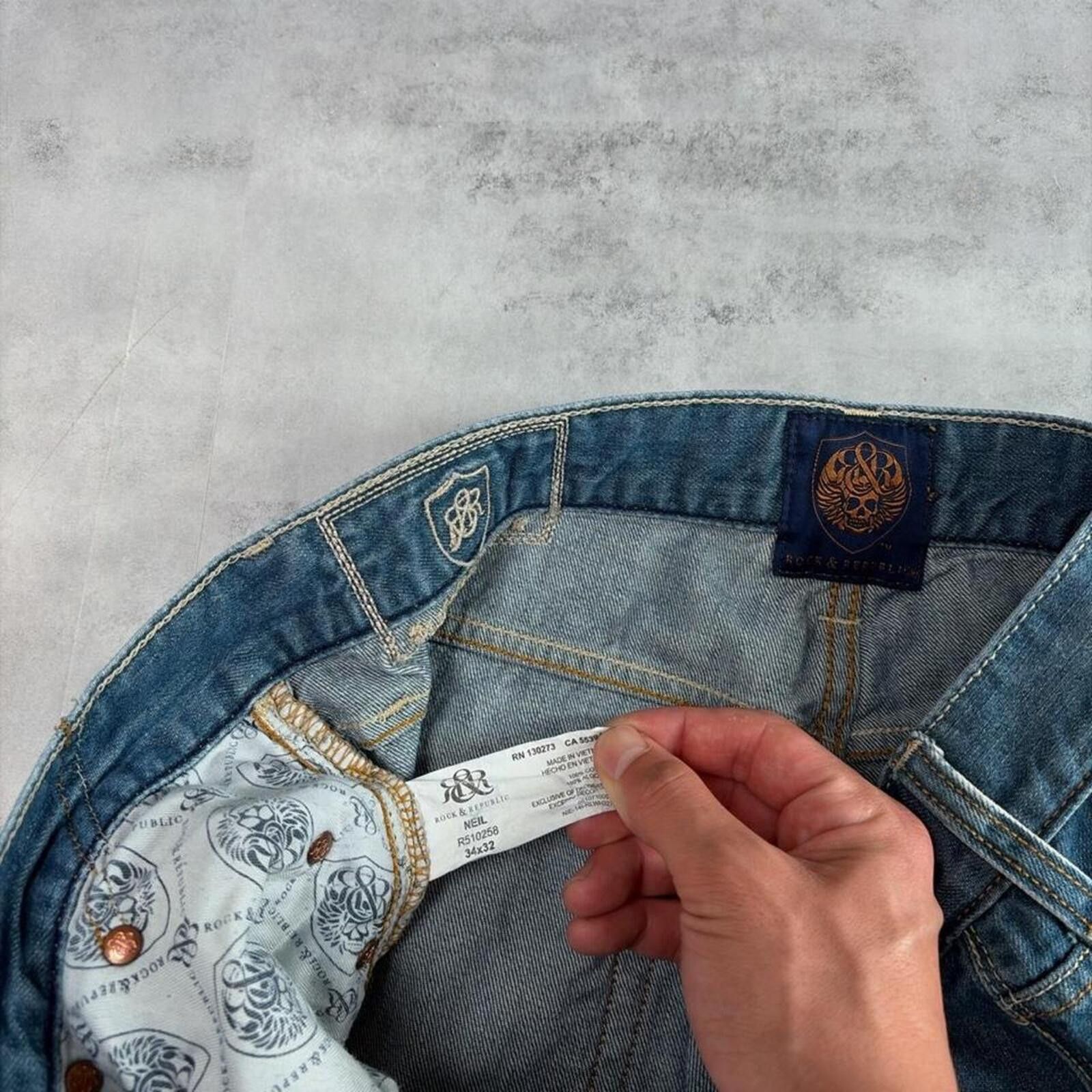 Other Y2K Rock & Republic Grunge Gothic Straight Denim Jeans Size US 34 / EU 50 - 5 Thumbnail