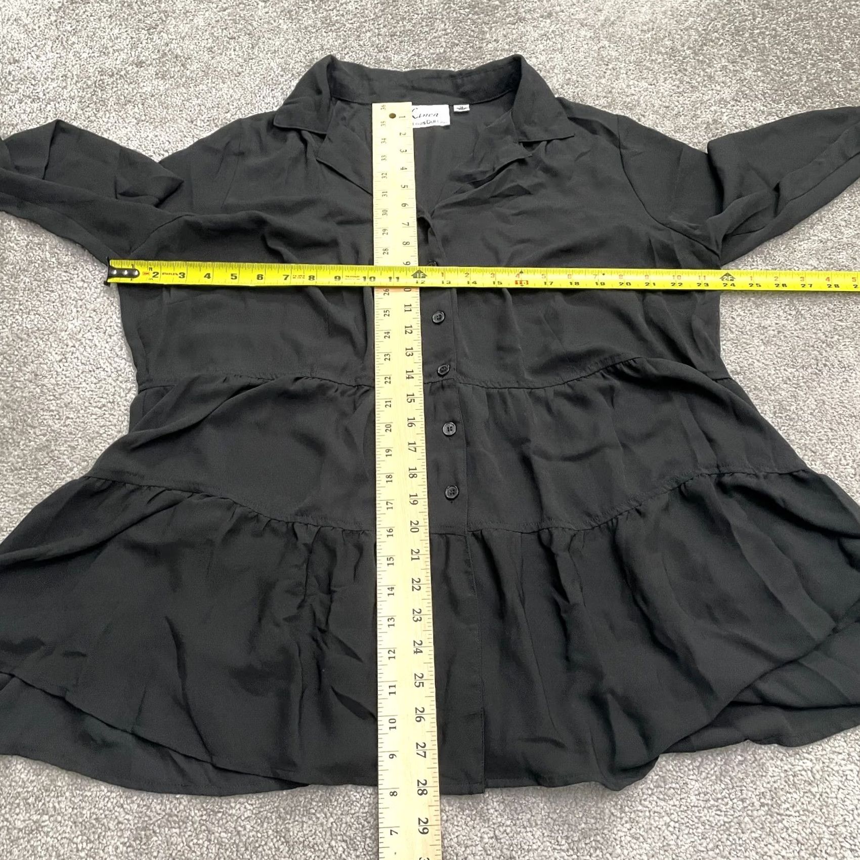 Vintage Linea by Louis Dell'Olio Blouse Shirt Womens 1X Black Button Down Long Sleeve Tunic Solid Polyester Classic Vintage No Size XL / US 12-14 / IT 48-50 - 6 Thumbnail
