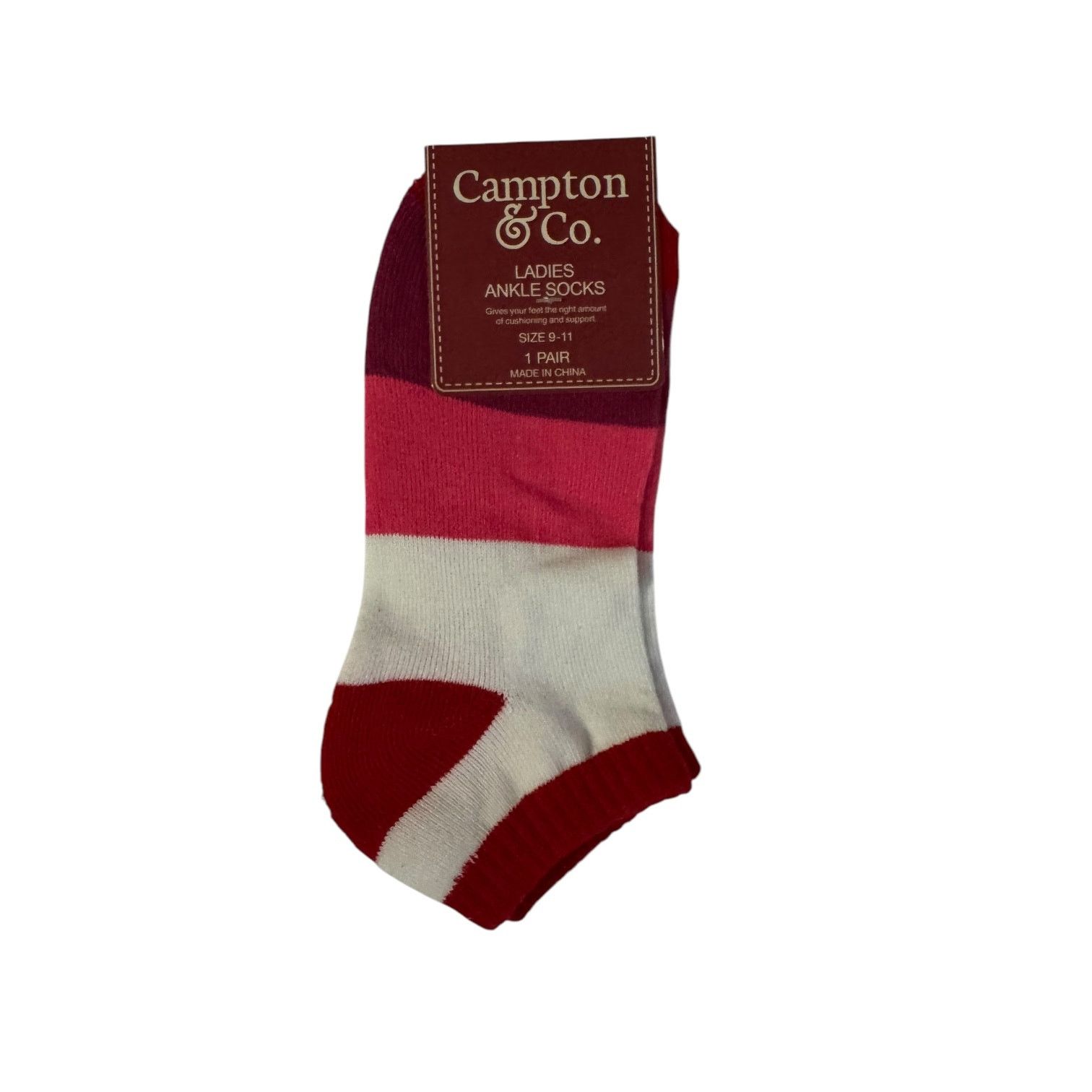 Other Campton & Co. Women’s Pink Striped Ankle Socks 9 to 11 NWT Size ONE SIZE - 1 Thumbnail