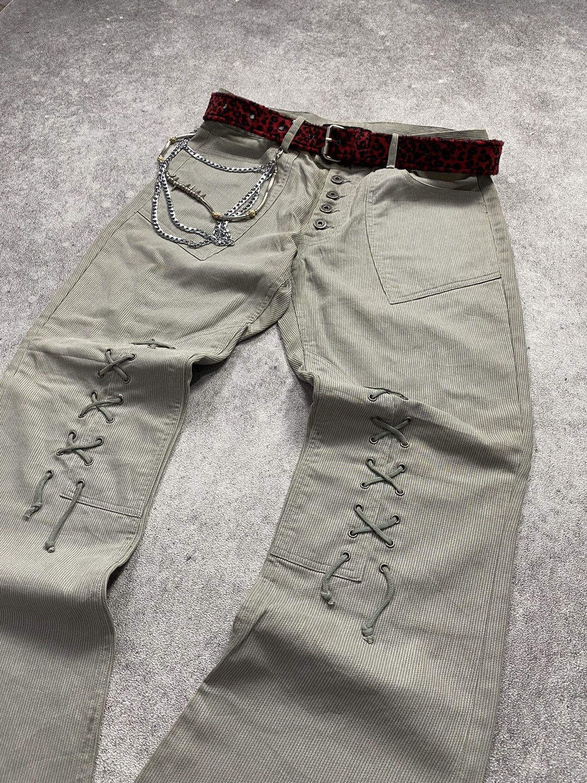 If Six Was Nine × Japanese Brand × Le Grande Bleu (L.G.B.) NEED GONE!!! In The Attic Laceup Flared Pant Size US 34 / EU 50 - 3 Thumbnail