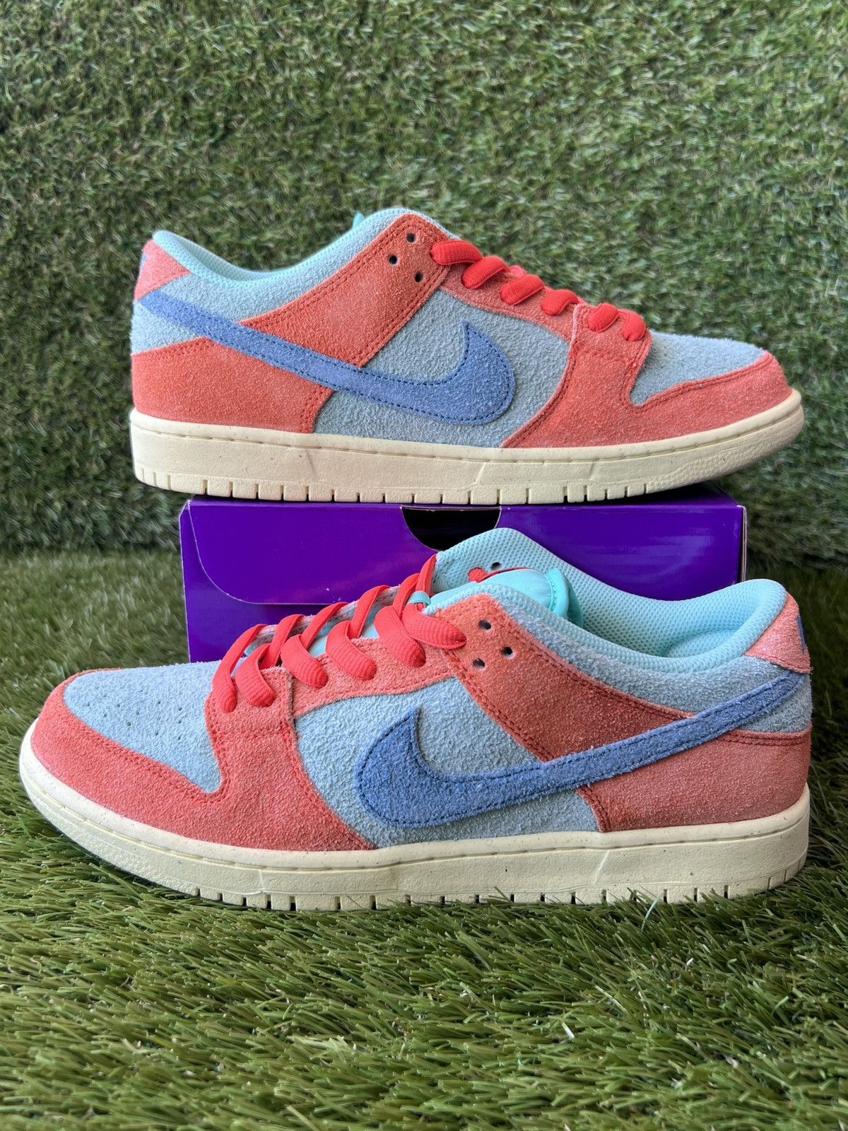 image of Nike Dunk Sb Low Orange Emerald Rise Shoes, Men's (Size 10)