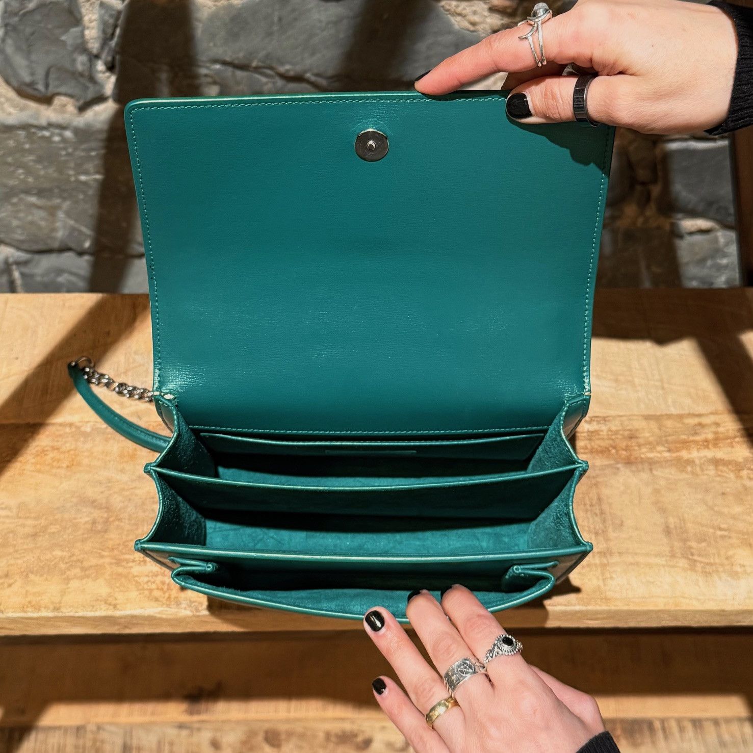 Yves Saint Laurent Saint Laurent Green Smooth Leather Medium Sunset Bag Size ONE SIZE - 10 Thumbnail