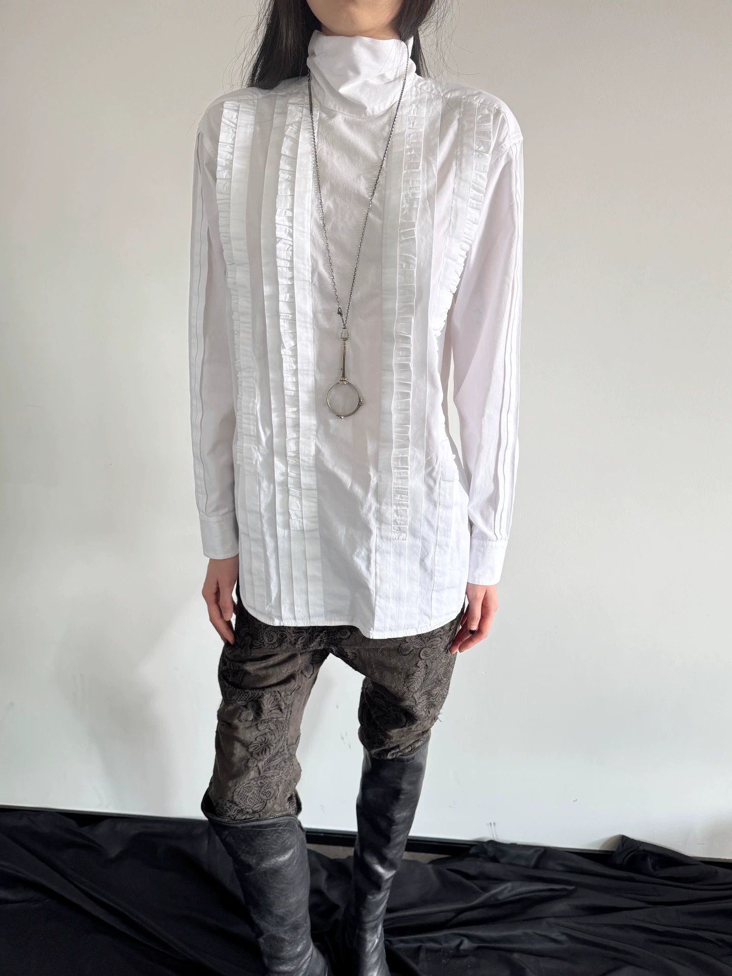 Dries Van Noten Dries Van Noten Vintage White Turtleneck Shirt Size S Size S / US 4 / IT 40 - 6 Thumbnail