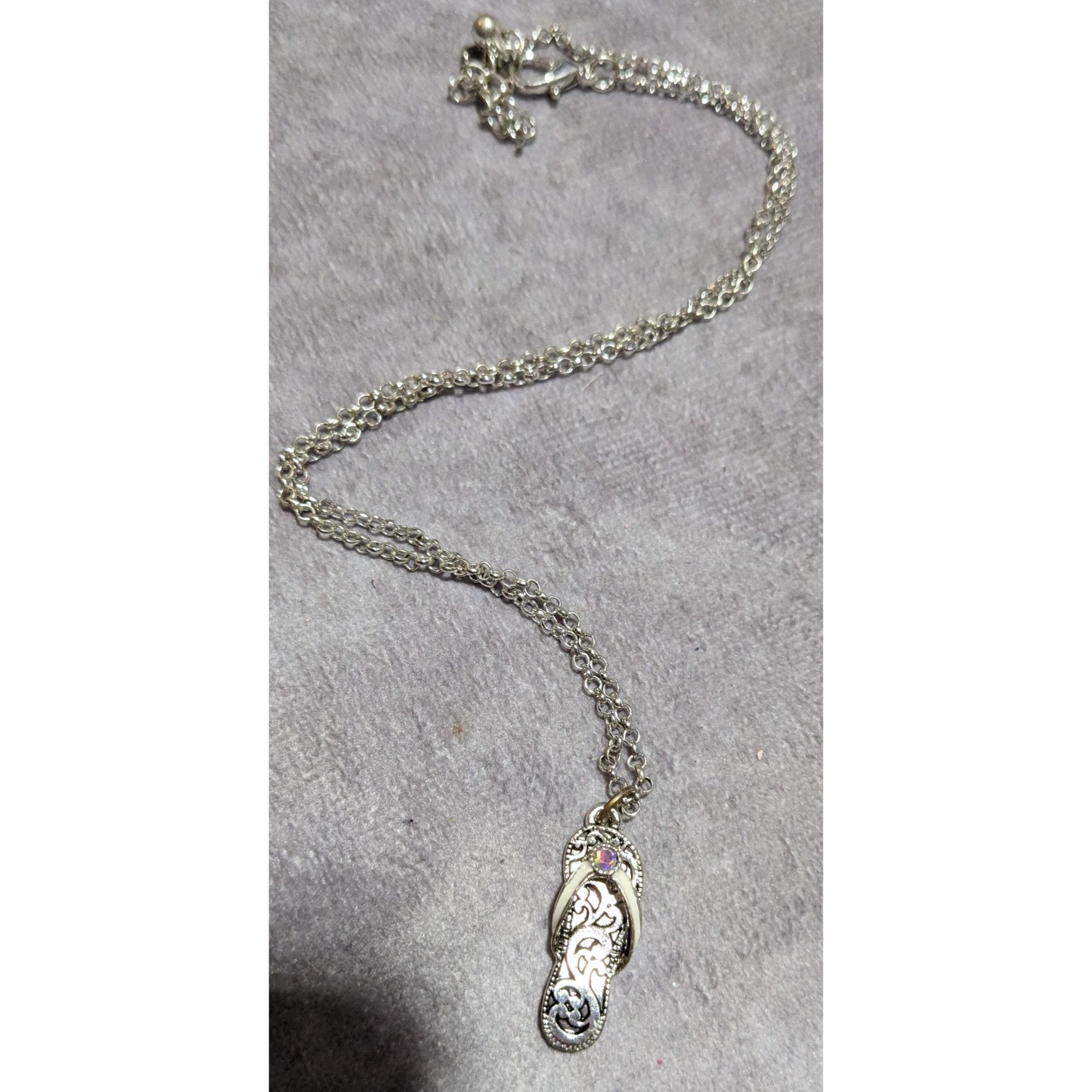 Other Silver Rhinestone Sandal Necklace Size ONE SIZE - 12 Thumbnail