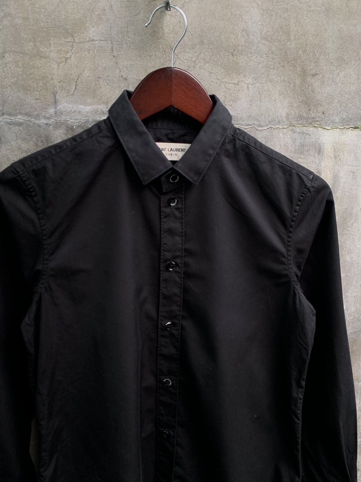 Saint Laurent Paris Plain Black Button Up Shirt Size S / US 4 / IT 40 - 4 Thumbnail