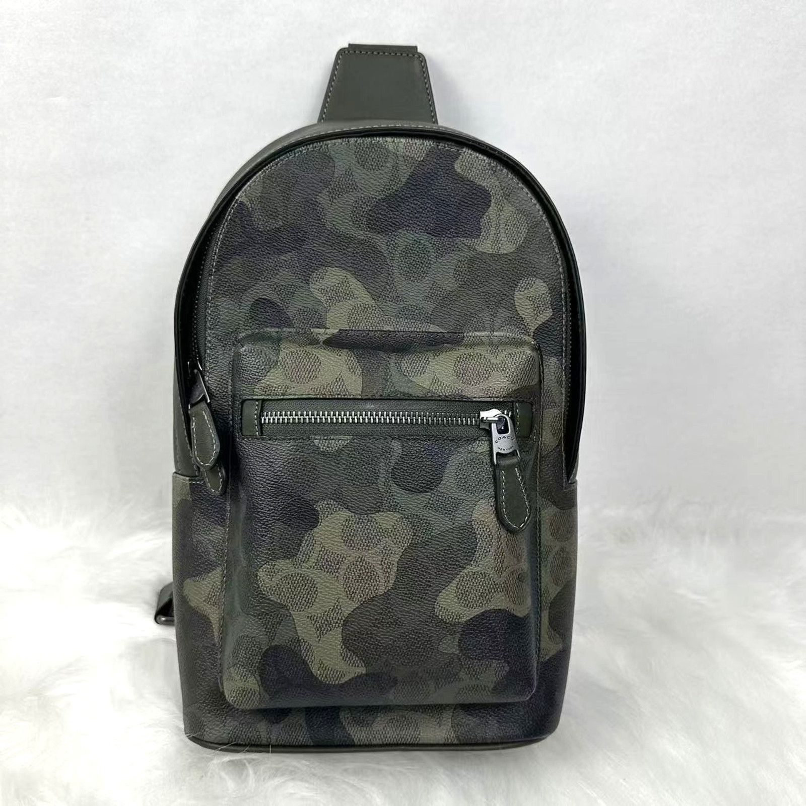 COACH Men’s West Pack In Signature Camo Print Gunmetal/Grey