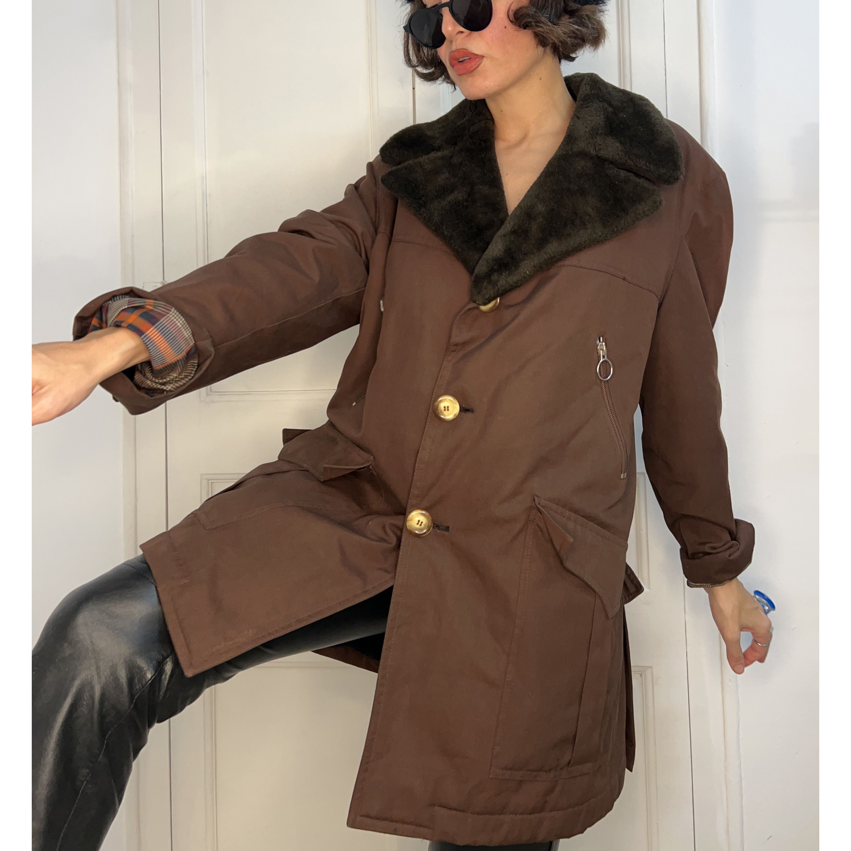 Vintage Vintage 70s Brown Tergal Jacket Size XL / US 12-14 / IT 48-50 - 4 Thumbnail