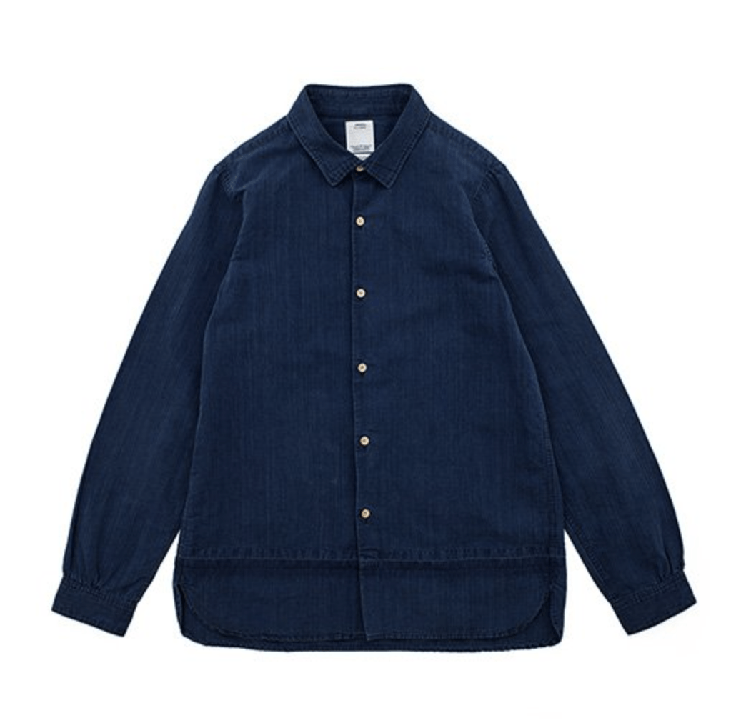 image of Visvim Ss16 . Kasezome Indigo . Long Rider Shirt L/s (Cotton/linen), Men's (Size Small)