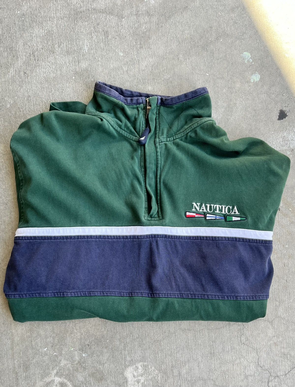 Nautica × Vintage Vintage Green Nautica Quarter Zip Size US L / EU 52-54 / 3 - 3 Thumbnail