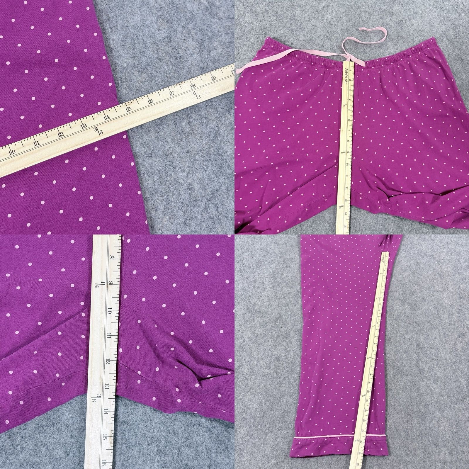 Vintage Pajamagram Polka Dots Capri Pajama Pant Women's XL Pink Capris Womens XL Pajama Pants Polka Dots PajamaGram Size 40" / US 18 - 9 Thumbnail
