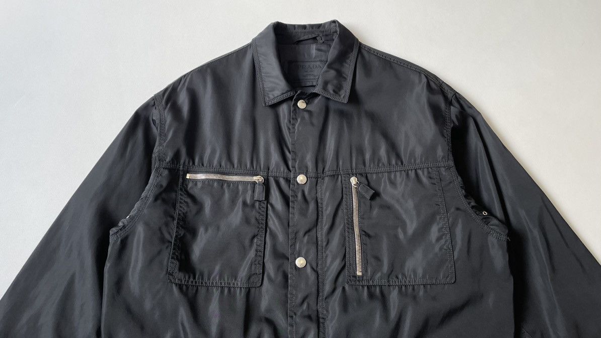 Prada Mid 90s Black Nylon Utility Jacket Size US XL / EU 56 / 4 - 2 Thumbnail