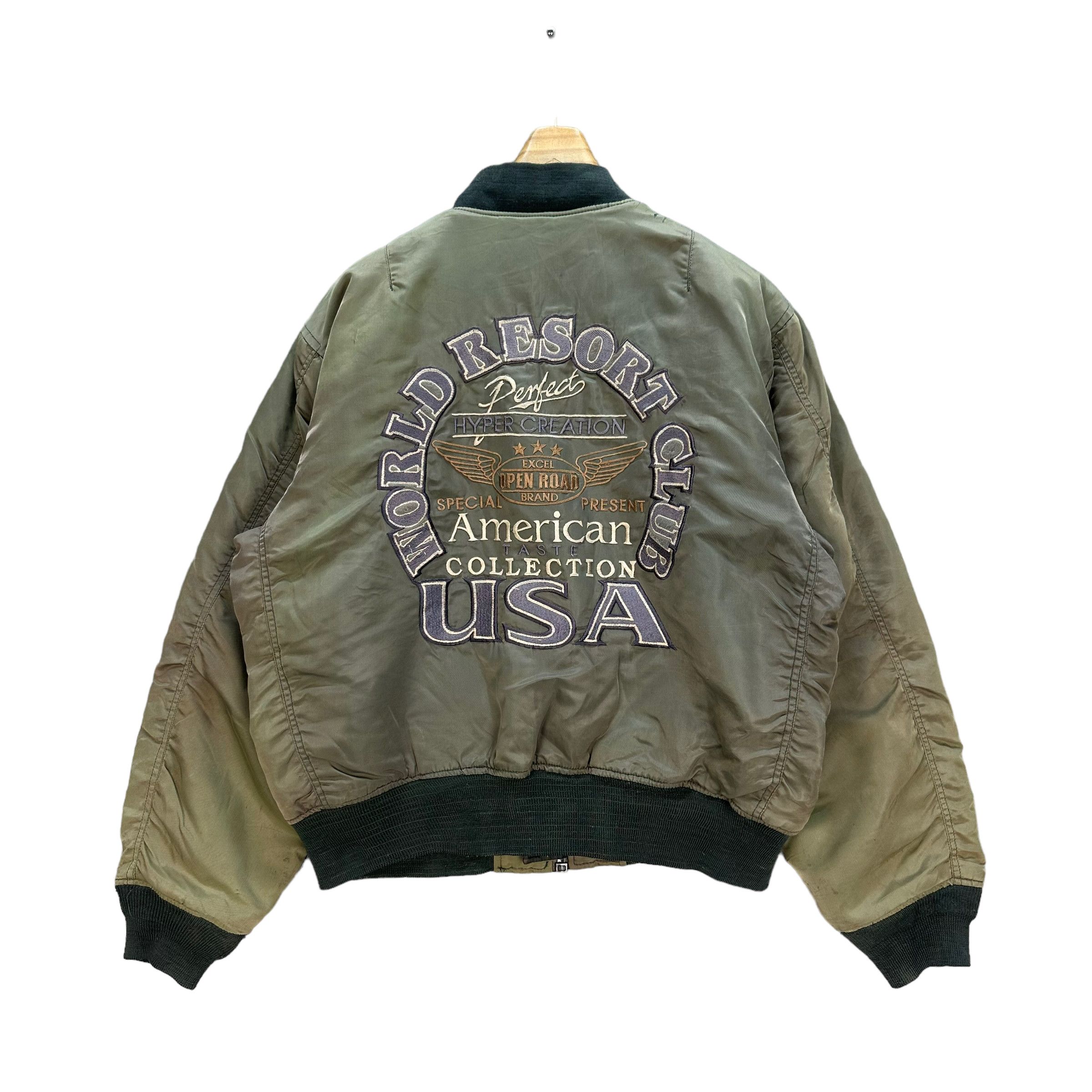Vintage TRASHED🔥 WORLD RESORT CLUB AMERICAN CASUAL BOMBER #7838-181 Size US L / EU 52-54 / 3 - 1 Thumbnail