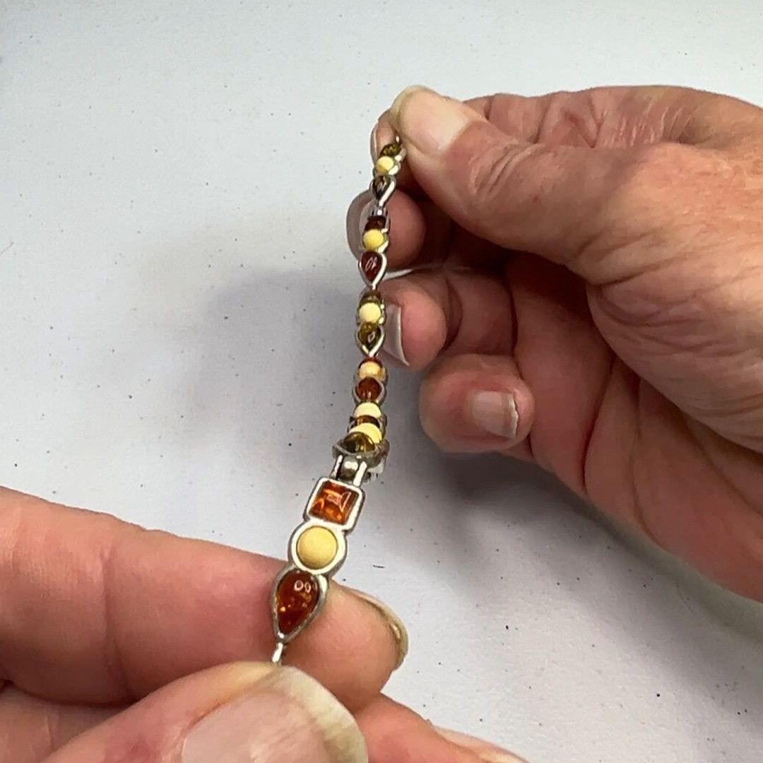 Other Amber & Sterling Silver 7" Multi-Color Bracelet With Teardro Size ONE SIZE - 7 Thumbnail