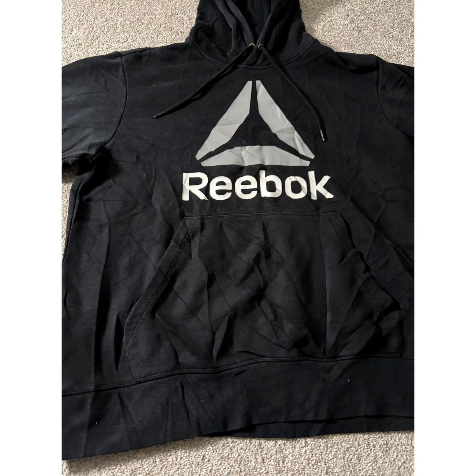 Reebok Reebok Hoodie Mens L Black Large Front Logo Graphic Print Pullover Fleece Sweatshirt Sports Size US L / EU 52-54 / 3 - 3 Thumbnail