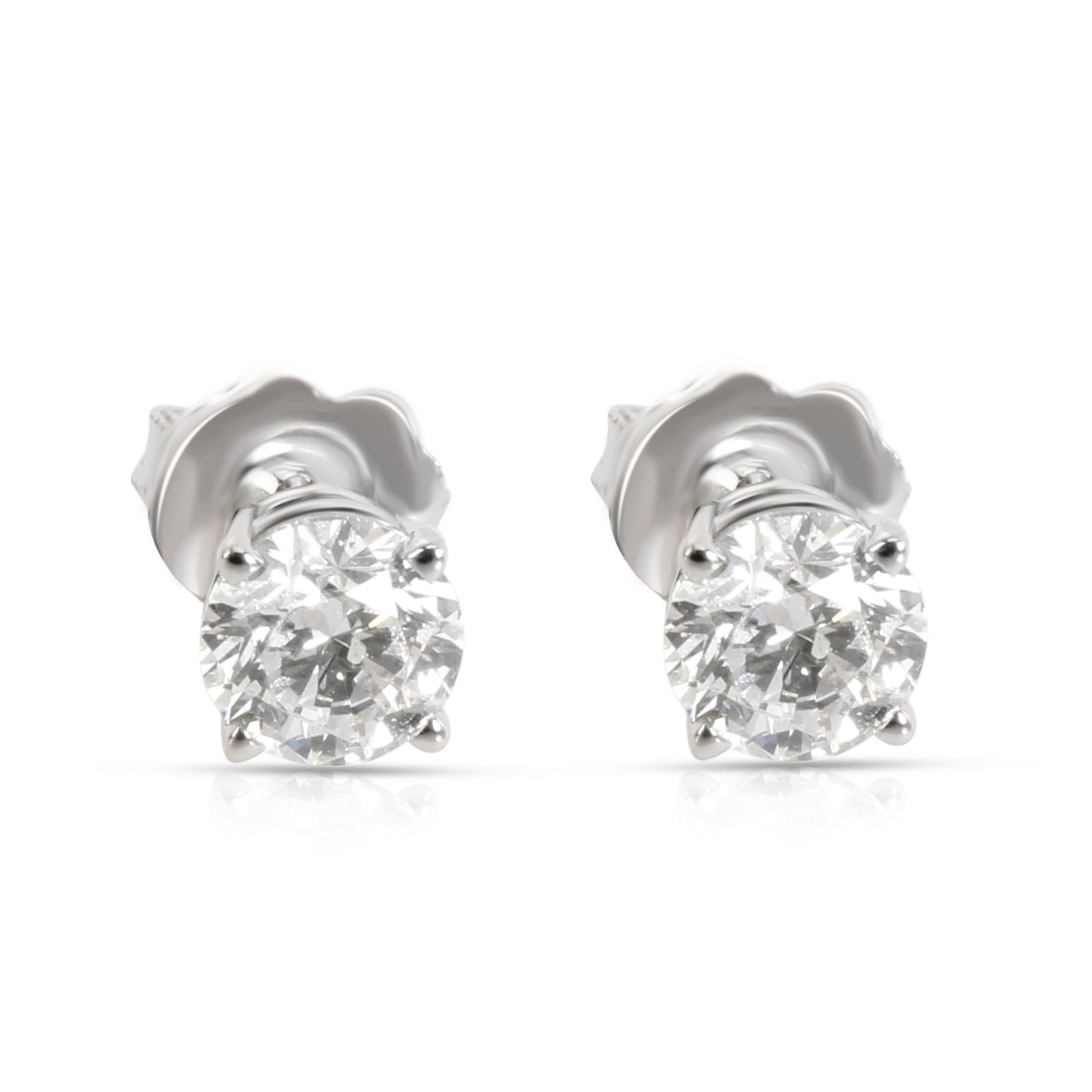 GIA Certified Diamond Stud Earrings in 14K White Gold (1.01 ctw E/I1)