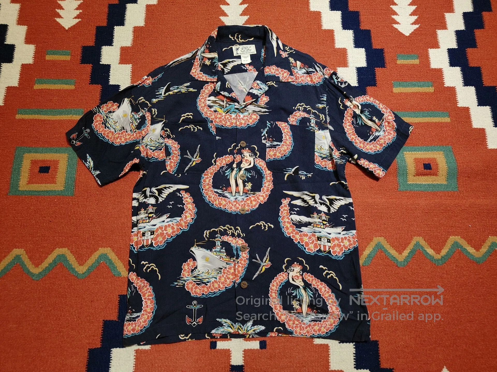 RRL Ralph Lauren RRL Aloha Military Print Short Sleeve Shirt. Size US S / EU 44-46 / 1 - 1 Thumbnail