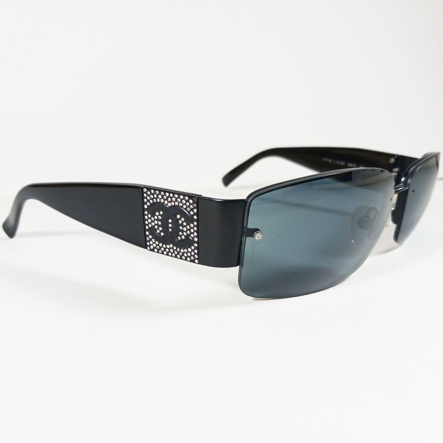 Chanel 4117-B Black Rhinestones CC Logo Women's Sunglasses