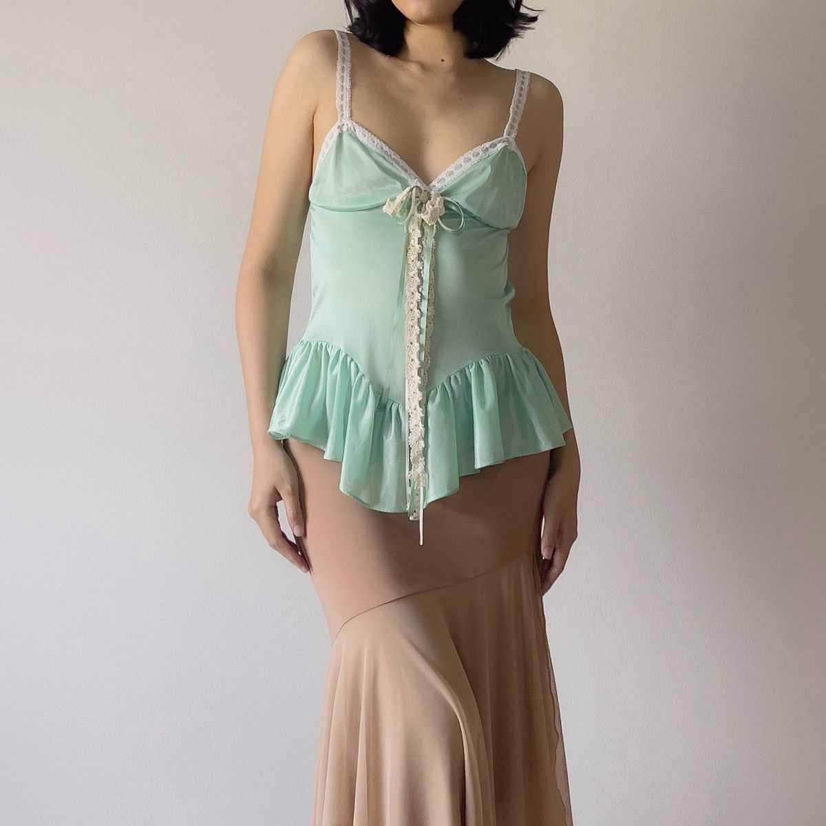 Vintage Romantic 1980's Mint Green Camisole (S-M) Size M / US 6-8 / IT 42-44 - 6 Thumbnail