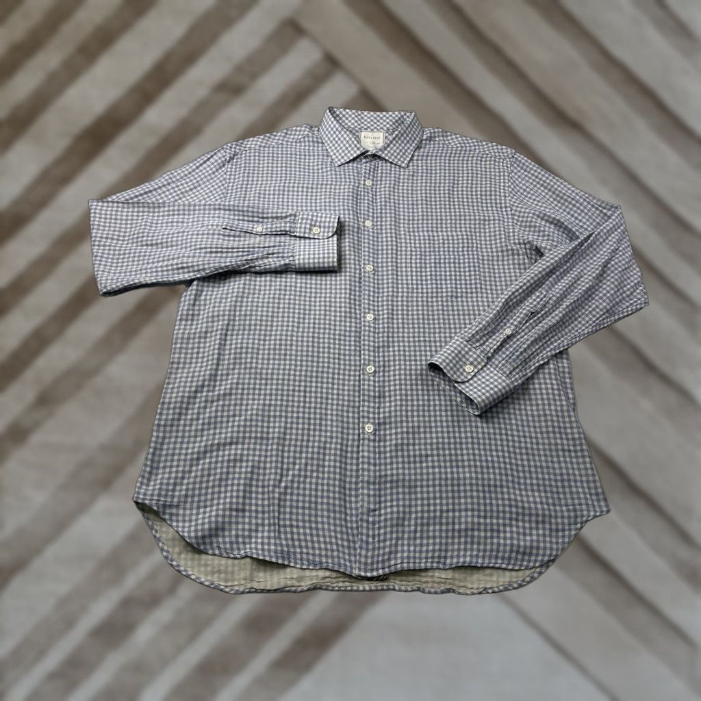 Billy Reid Billy Reid Shirt Mens XL Button-Up Long Sleeve Gingham Plaid Blue Multicolor Check Casual Business Travel Wedding Standard Cut Size US XL / EU 56 / 4 - 1 Thumbnail