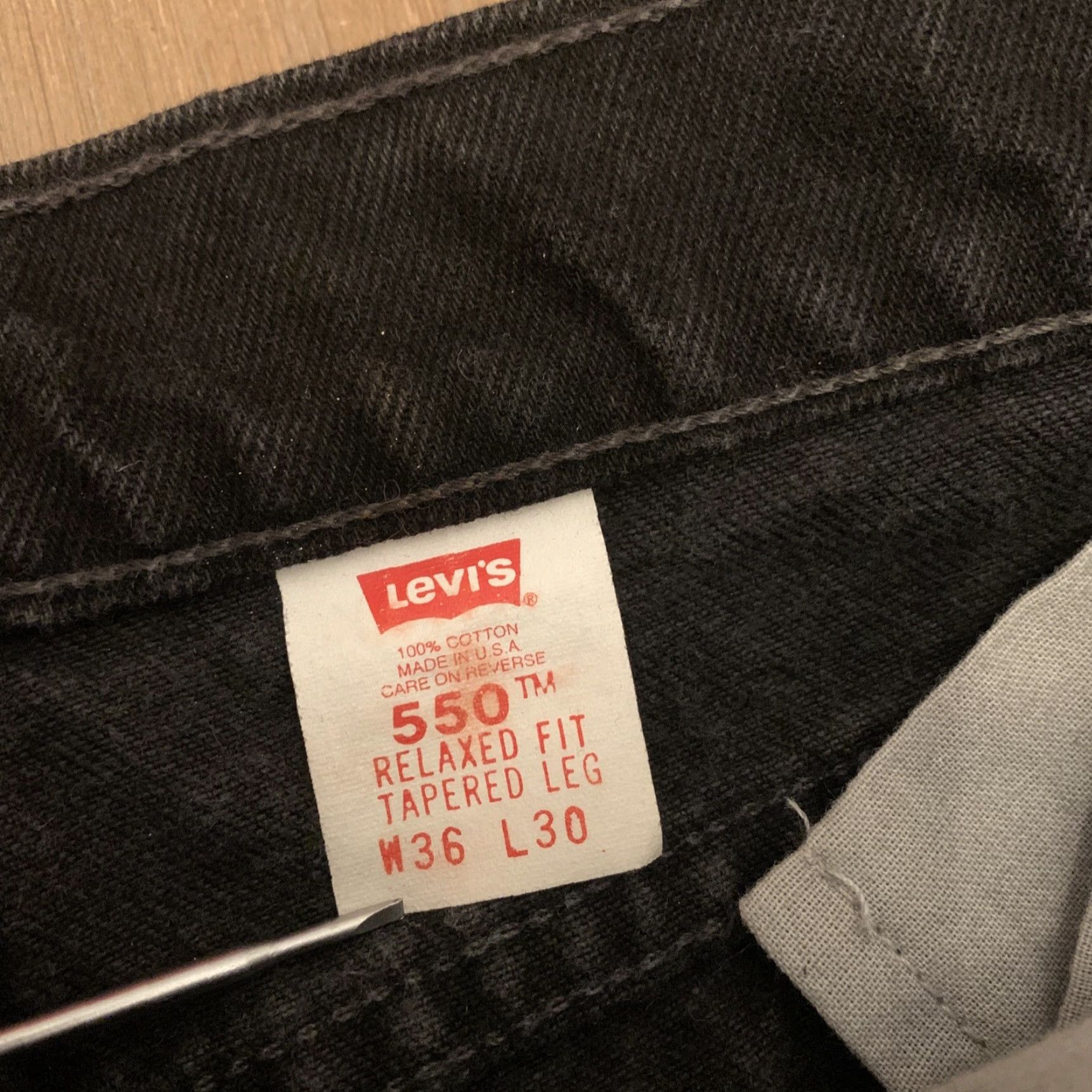 Levi's VINTAGE Levi's Jeans 550 Relaxed Tapered Fit - USA Made, 32x29, Black Denim, Men's Regular, 1990s Theme Size US 32 / EU 48 - 4 Thumbnail