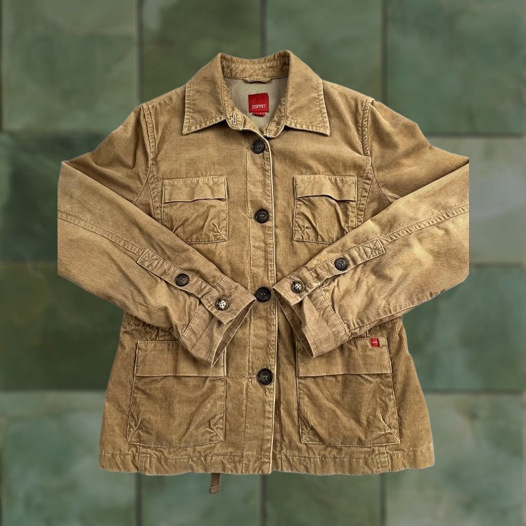 Esprit Esprit Jacket Womens L Brown Corduroy Button Front Utility Pockets Lined Size L / US 10 / IT 46 - 1 Thumbnail