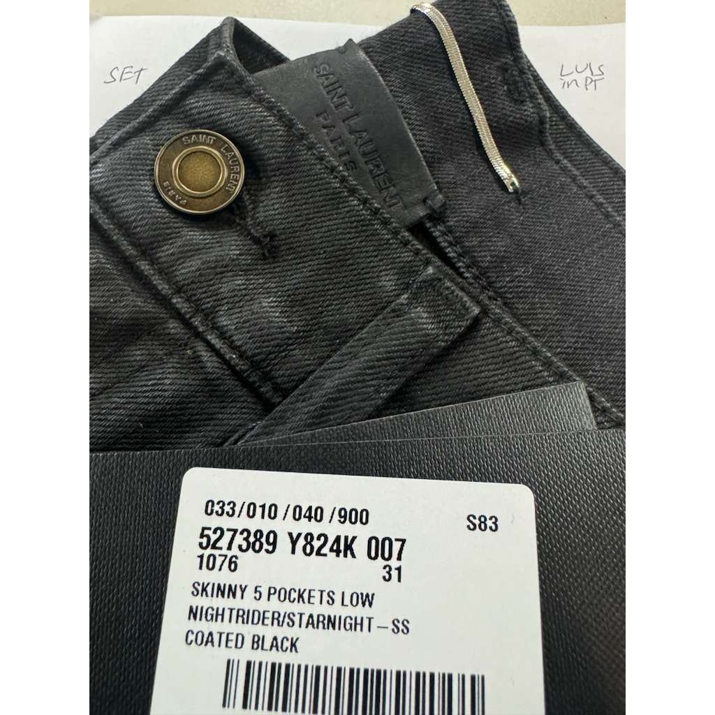 Saint Laurent Paris o1rshd1 Skinny 5 Pocket Low Nightrider Jeans in Black Size US 31 - 17 Thumbnail