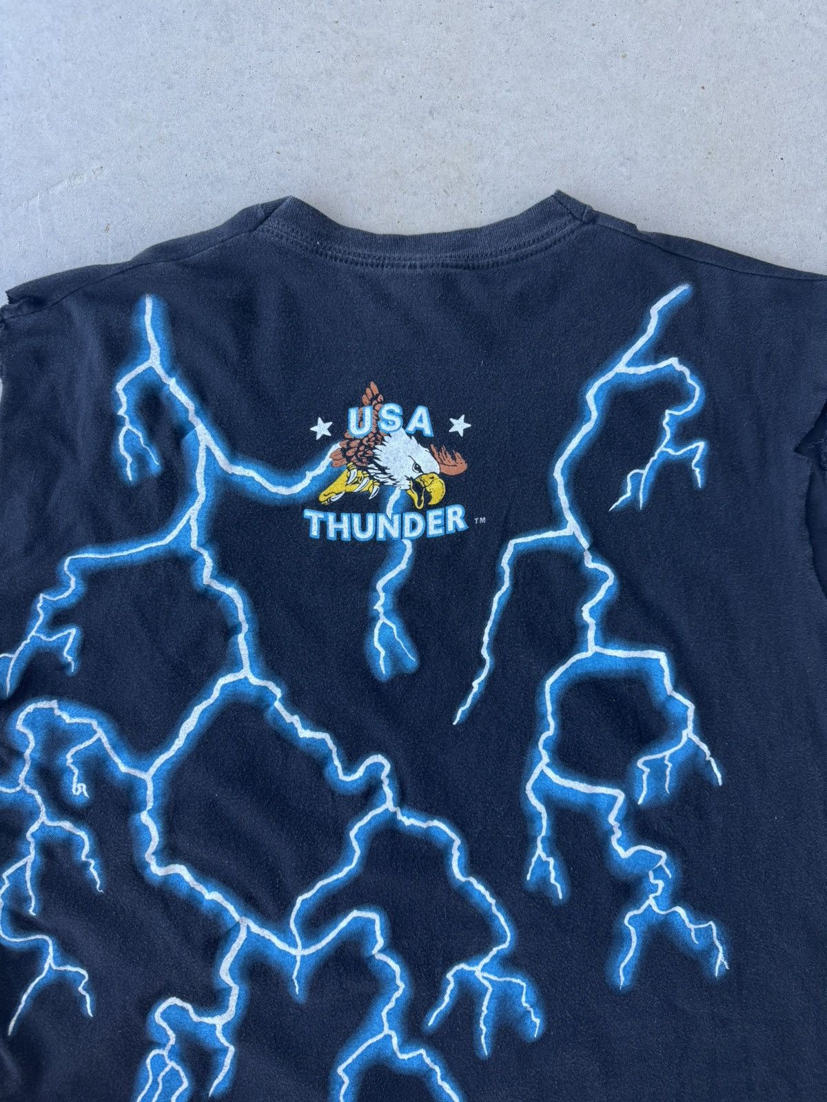 Vintage Vintage 90s American Thunder Lightning Biker Cutoff T-Shirt Size US XL / EU 56 / 4 - 5 Thumbnail
