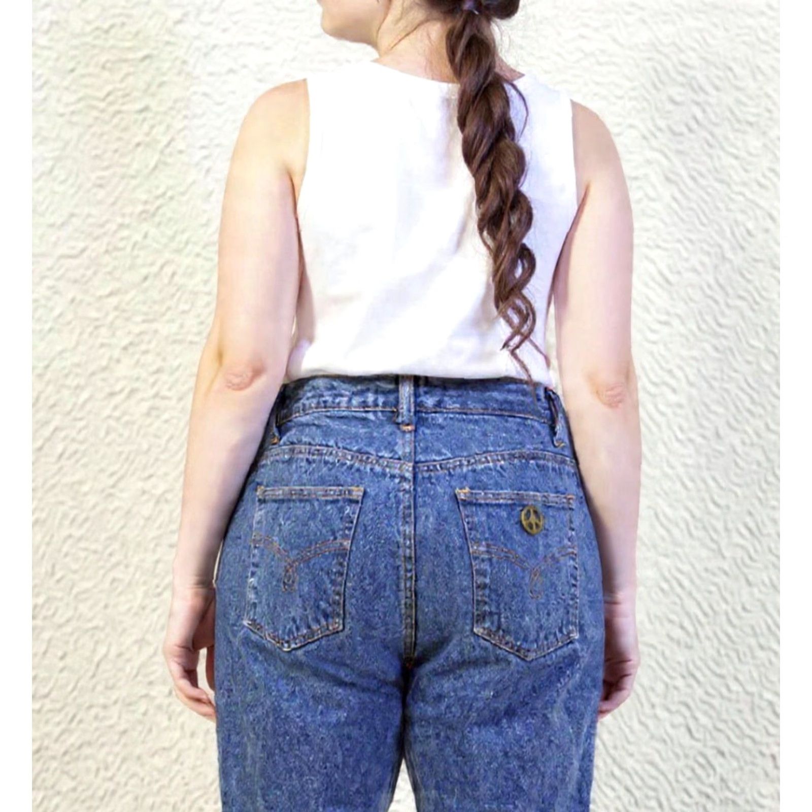 Moschino VINTAGE Moschino Jeans Womens 29 10 US High-Rise Mom 90s Hippie Boho Peace Y2K Denim Blue Pants Womens Jeans Size 32" / US 10 / IT 46 - 2 Thumbnail